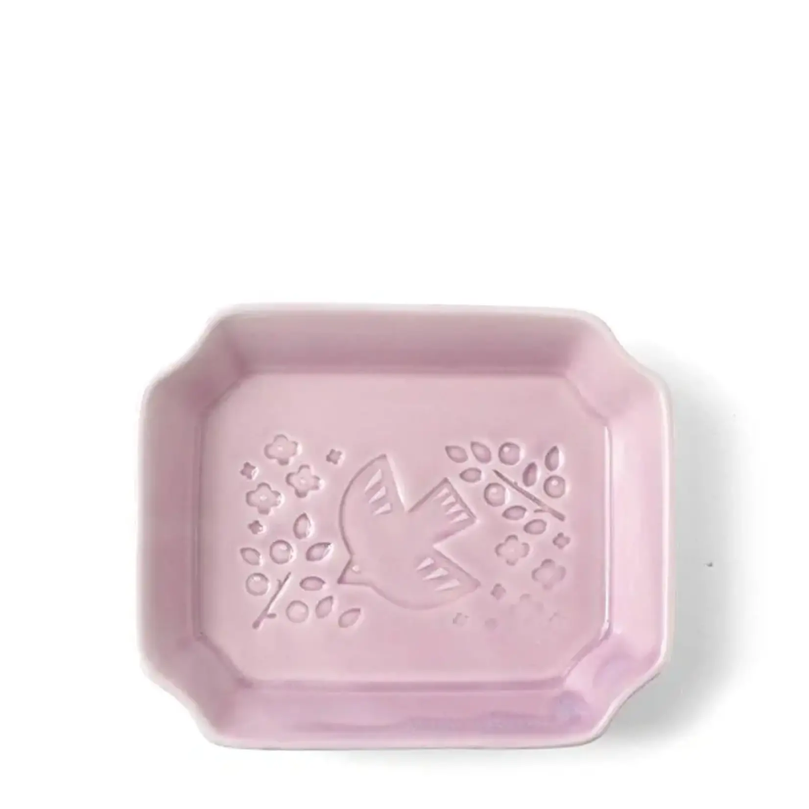 Plate - Sauce Dish - Lavender Bird  4" x 3.25" x 1" - 160-125