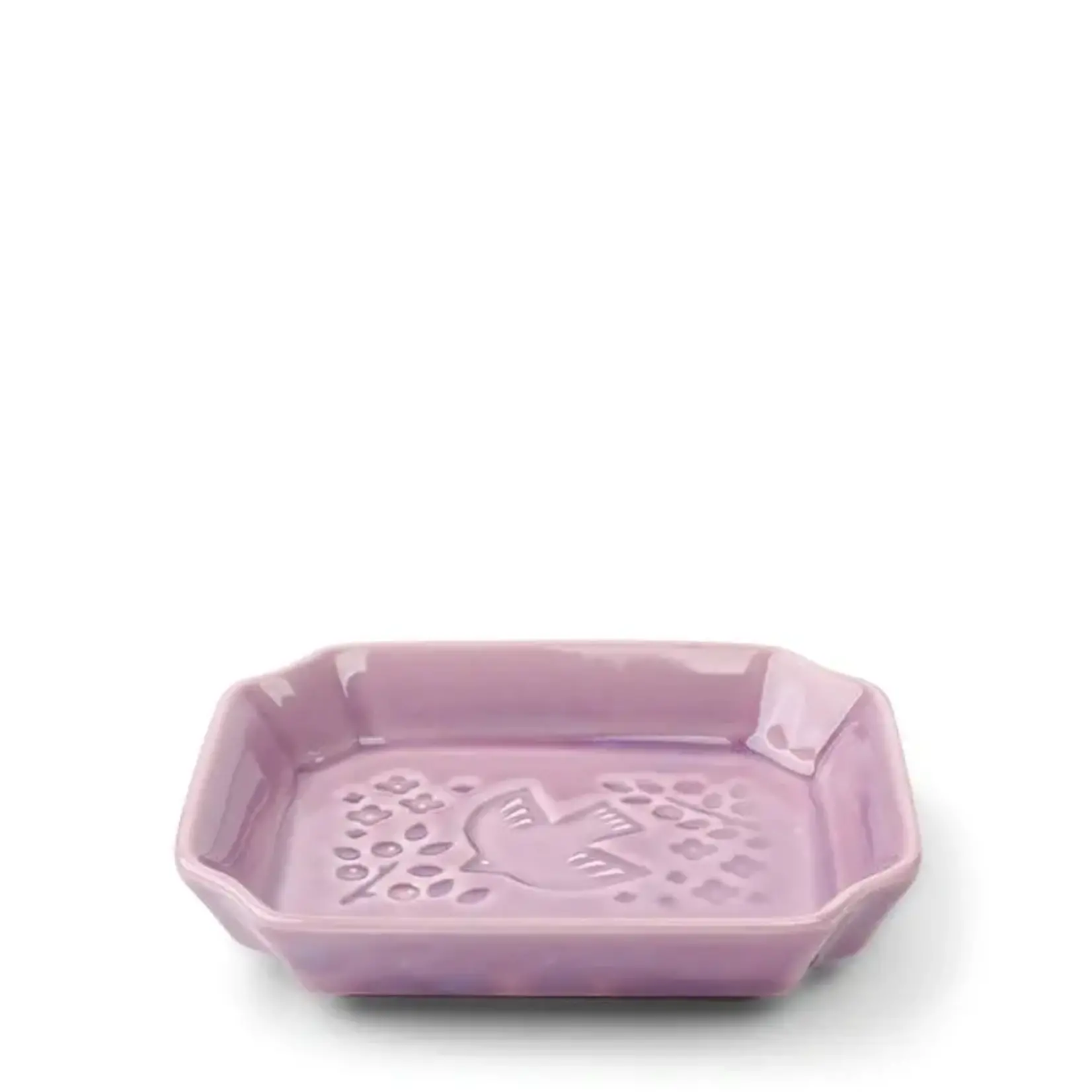 Plate - Sauce Dish - Lavender Bird  4" x 3.25" x 1" - 160-125