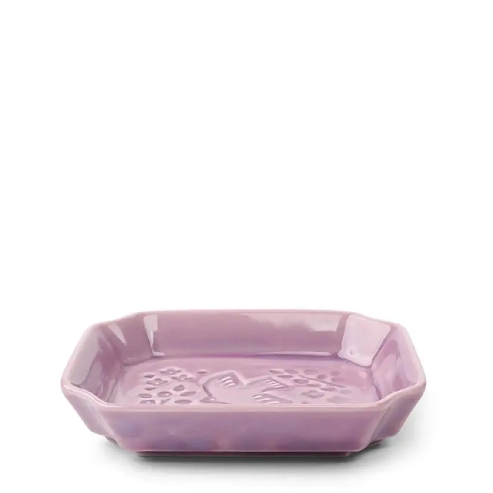 Plate - Sauce Dish - Lavender Bird  4" x 3.25" x 1" - 160-125