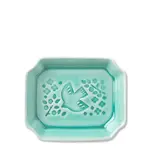 Plate - Sauce Dish - Teal Bird  4" x 3.25" x 1" - 160-126