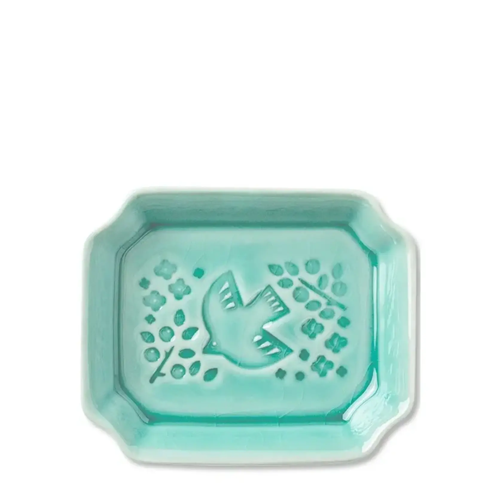 Plate - Sauce Dish - Teal Bird  4" x 3.25" x 1" - 160-126