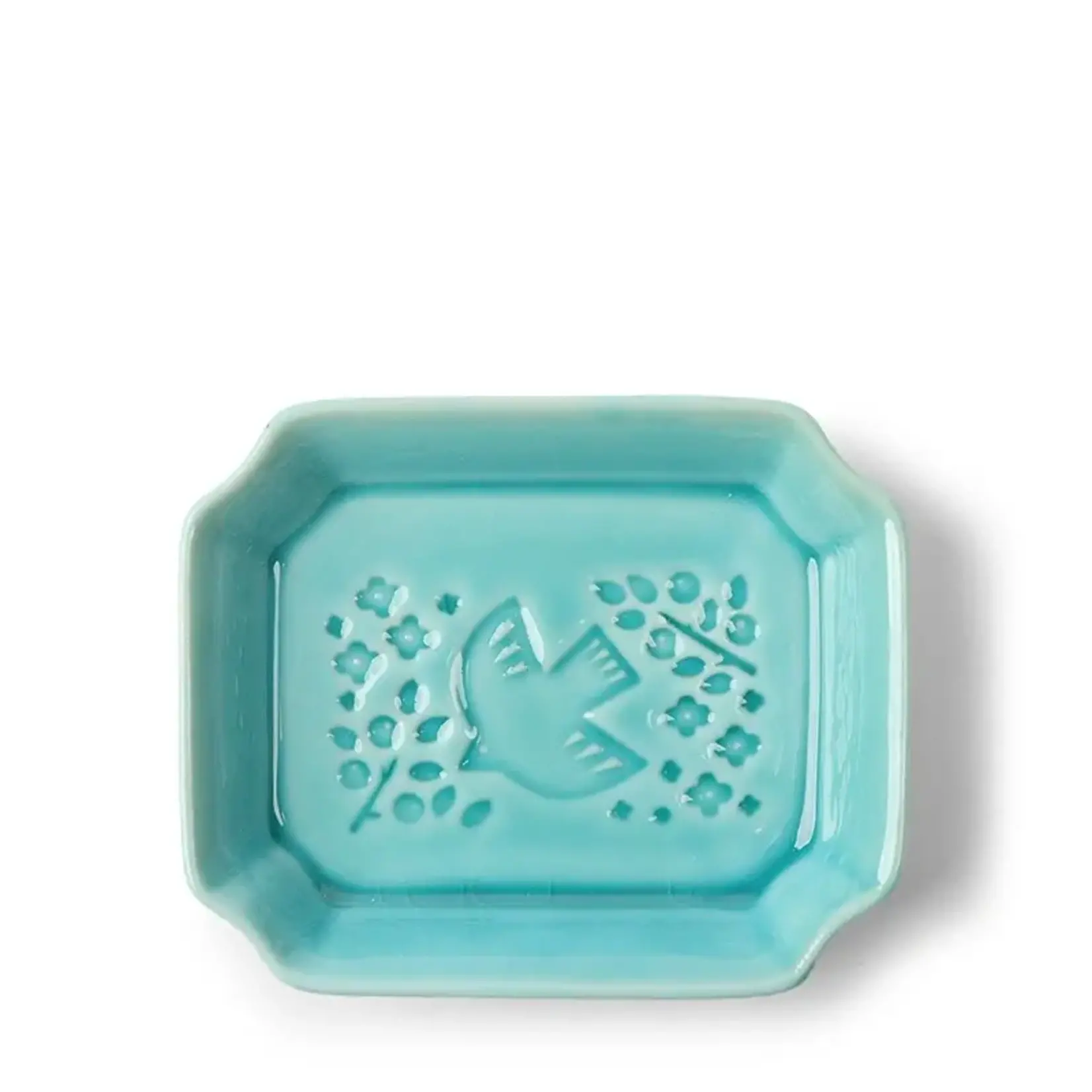 Plate - Sauce Dish - Teal Bird  4" x 3.25" x 1" - 160-126