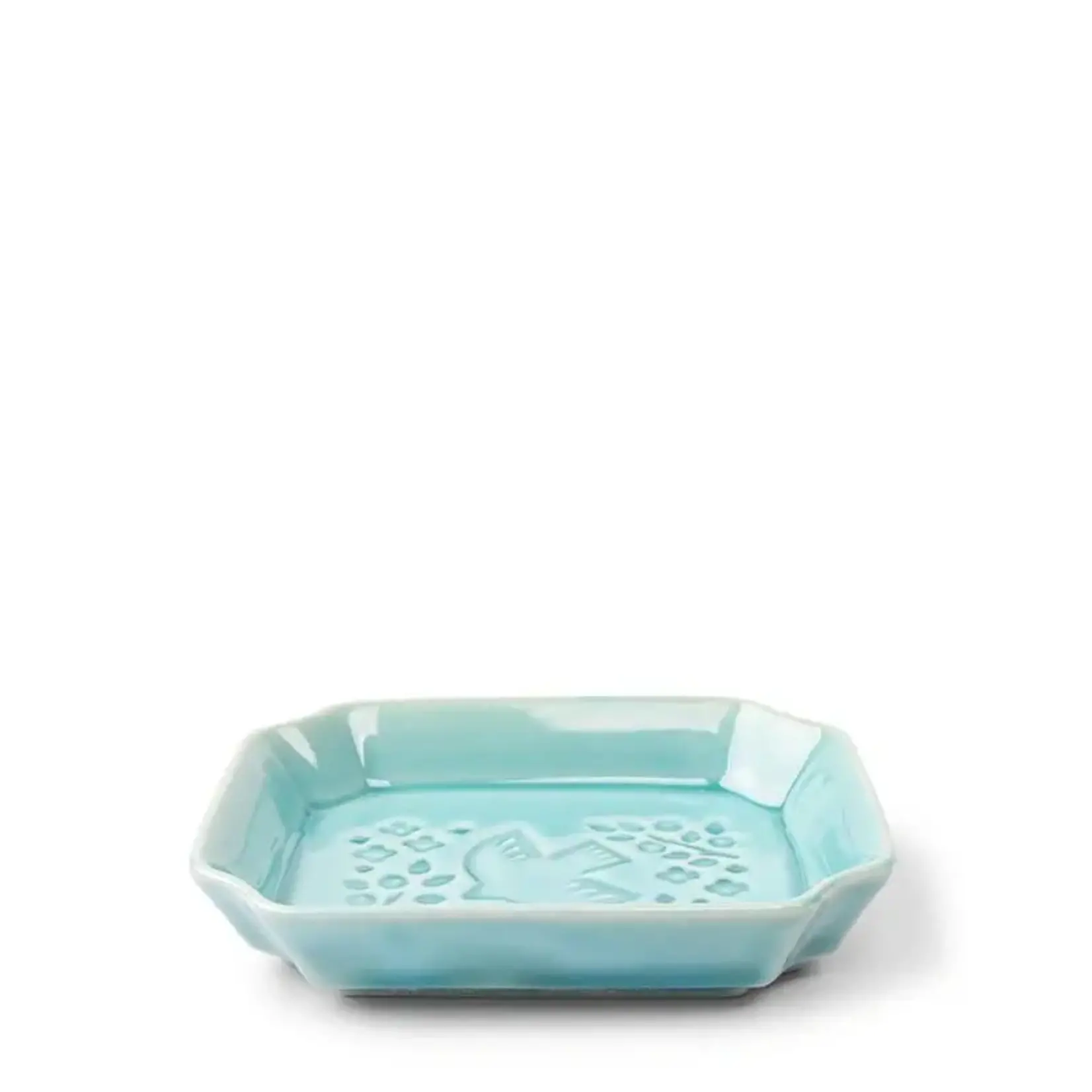 Plate - Sauce Dish - Teal Bird  4" x 3.25" x 1" - 160-126