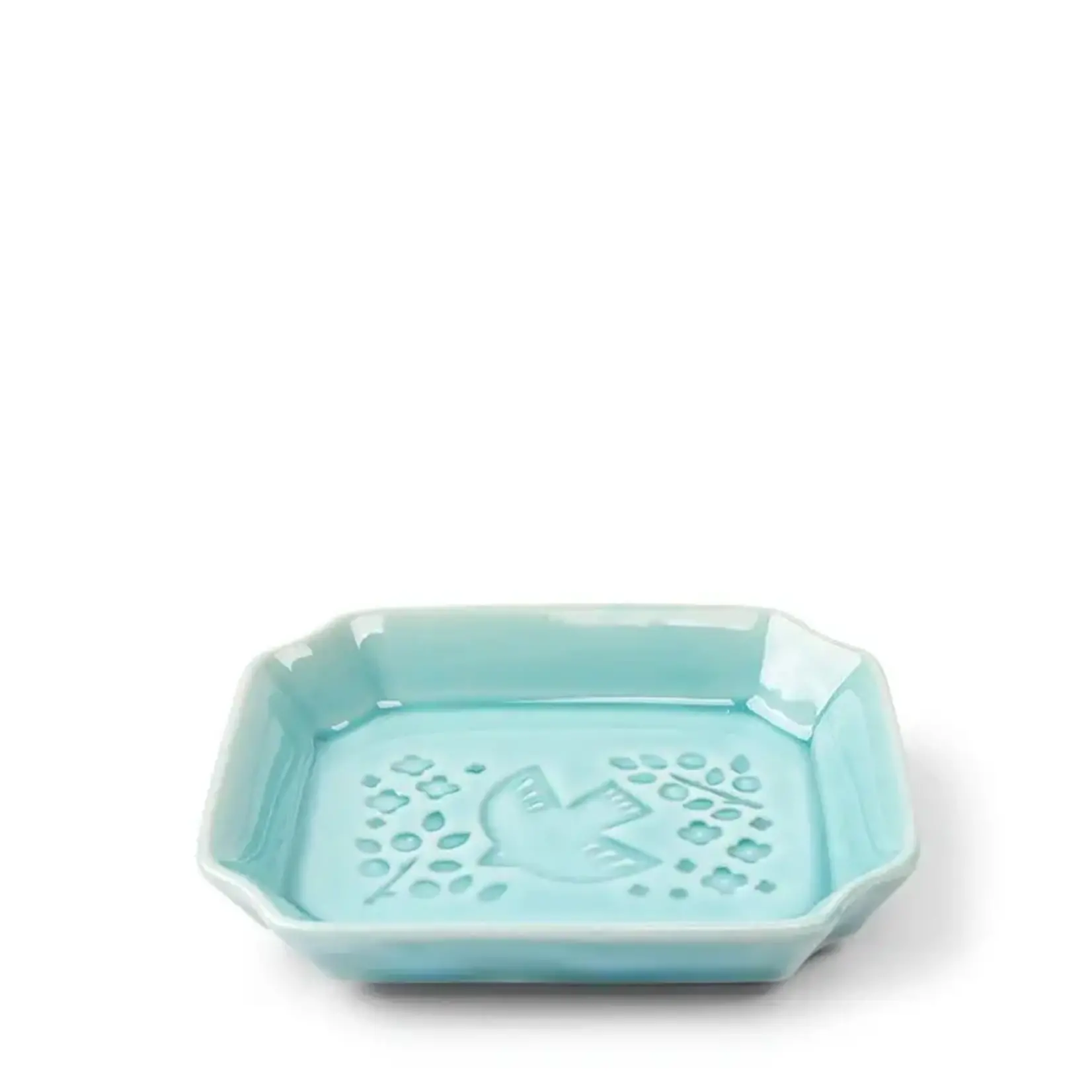 Plate - Sauce Dish - Teal Bird  4" x 3.25" x 1" - 160-126