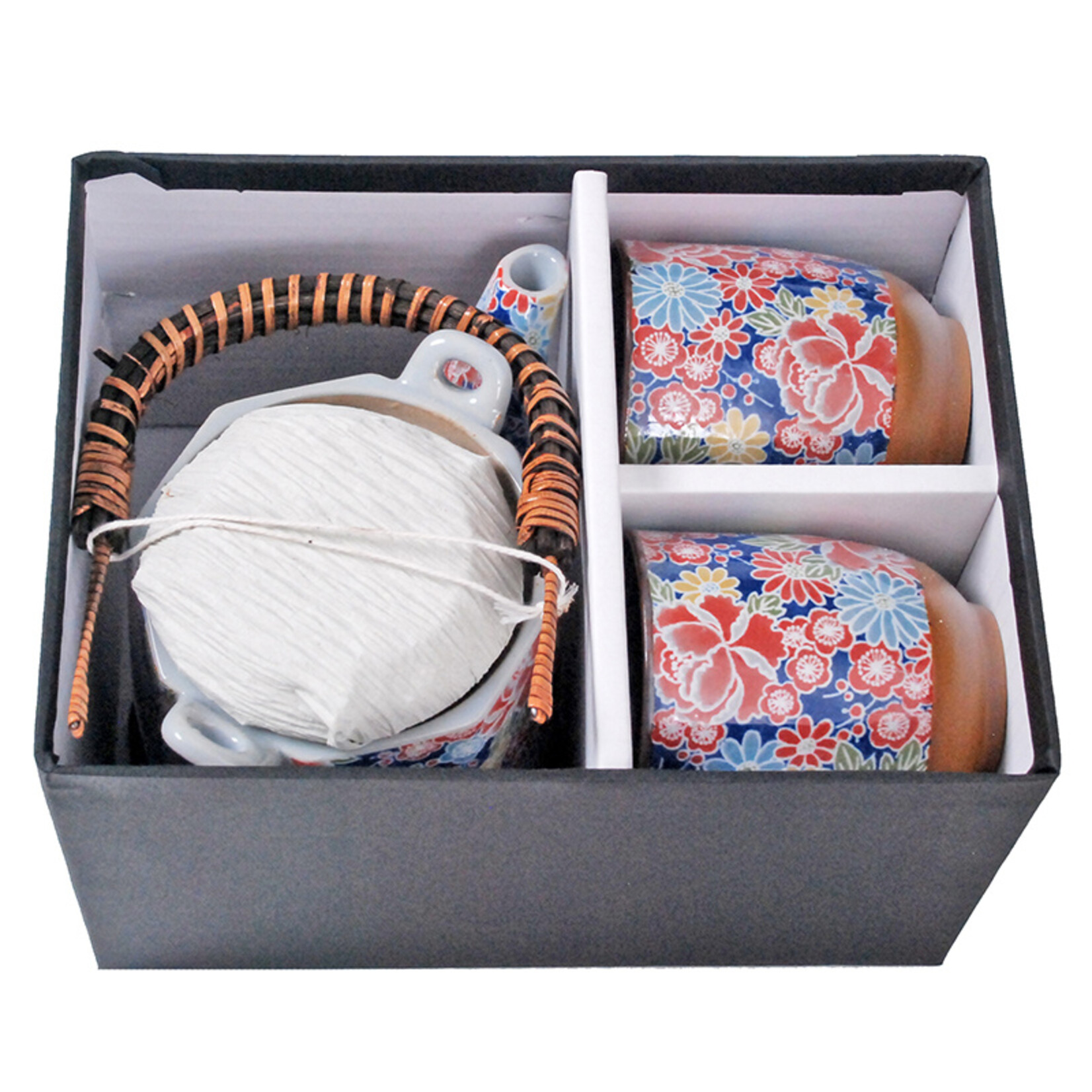 Tea Set 1:2 Pot w/2 cups Shikiyuzen Blue - H2-19-2