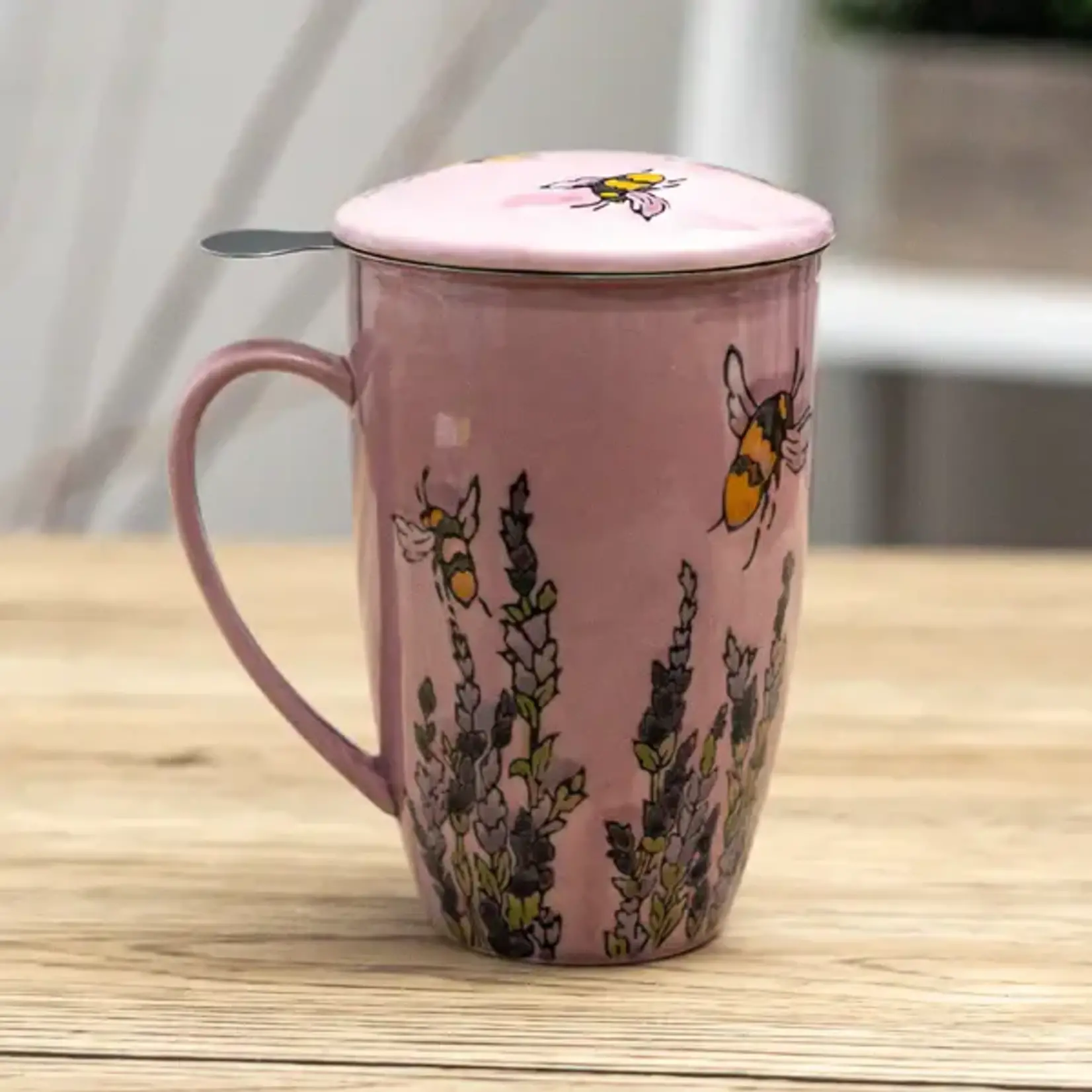 Mug - w/Lid & Strainer 15oz - Spring Honeybee TMS15-BEE