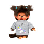 Sekiguchi Monchhichi Girl w/ Unicorn Sweater 8" Plush Toy