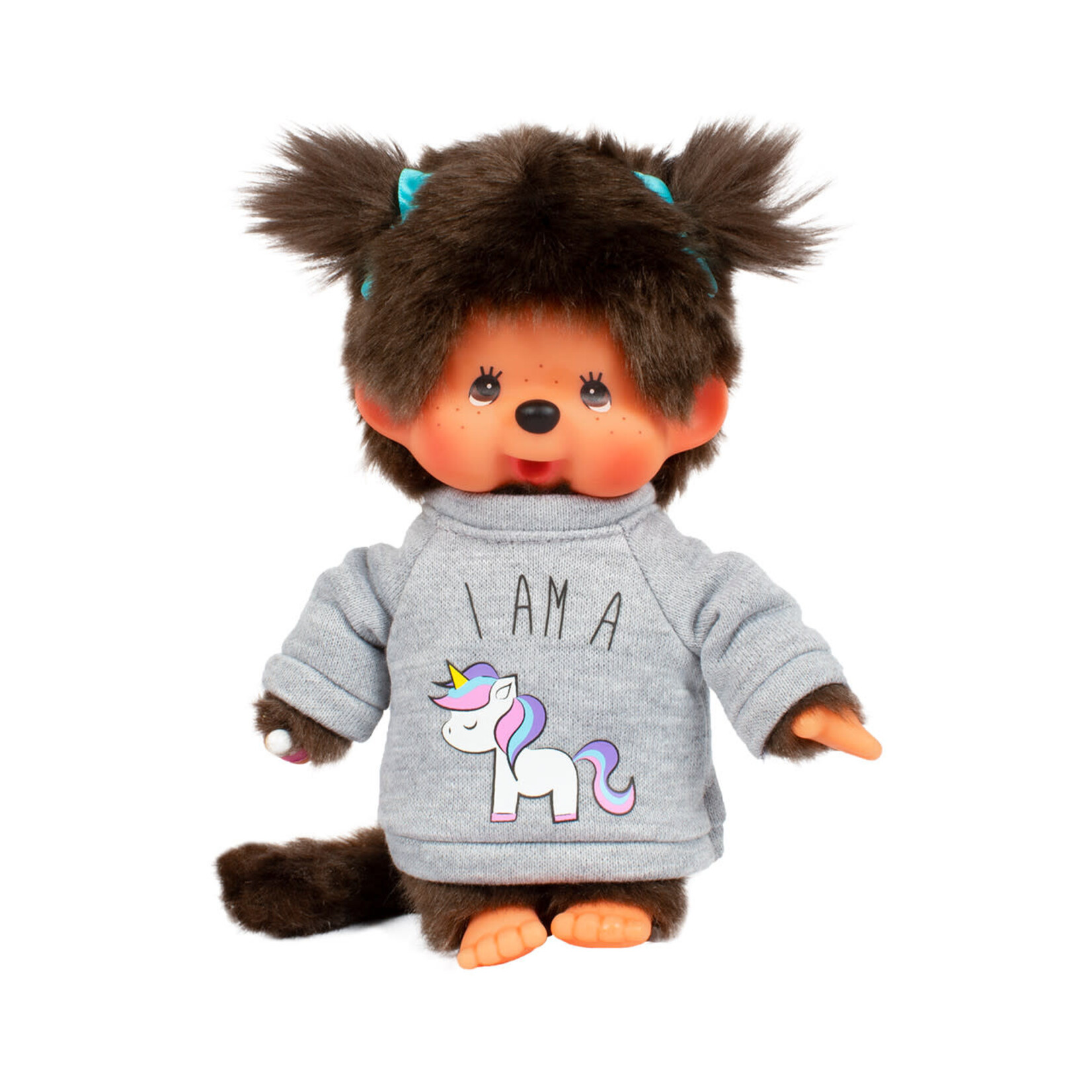 Sekiguchi Monchhichi Girl w/ Unicorn Sweater 8" Plush Toy