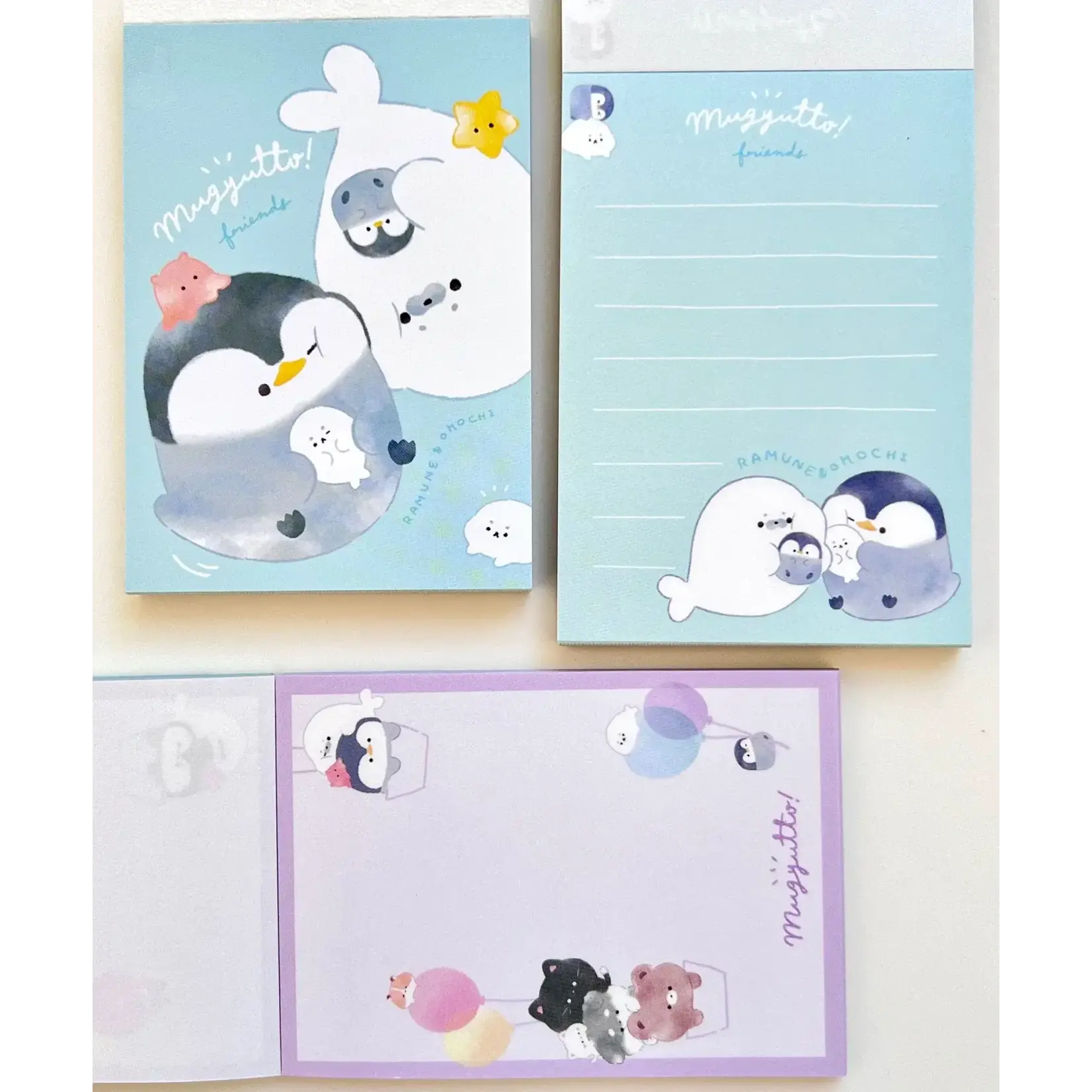 Q-Lia Penguin and Seal Mugyutto Mini Notepads - 80079