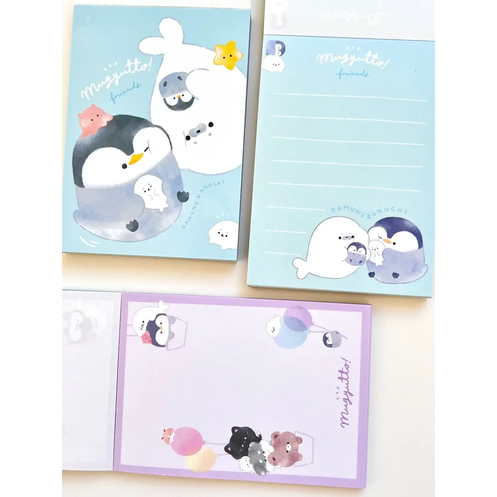 Q-Lia Penguin and Seal Mugyutto Mini Notepads - 80079