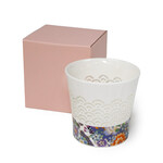 Teacup - 10oz Ceramic w/translecent pattern / Blue Flowers - CA71-B