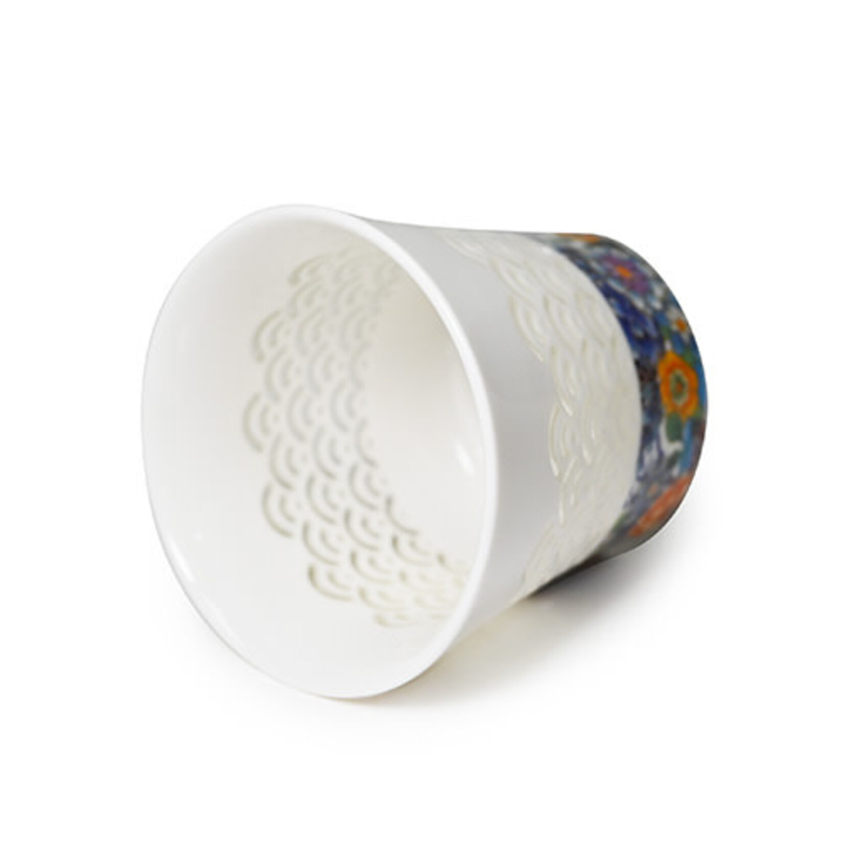 Teacup - 10oz Ceramic w/translecent pattern / Blue Flowers - CA71-B