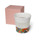 Teacup - 10oz Ceramic w/translecent pattern / Red Flowers - CA71-R