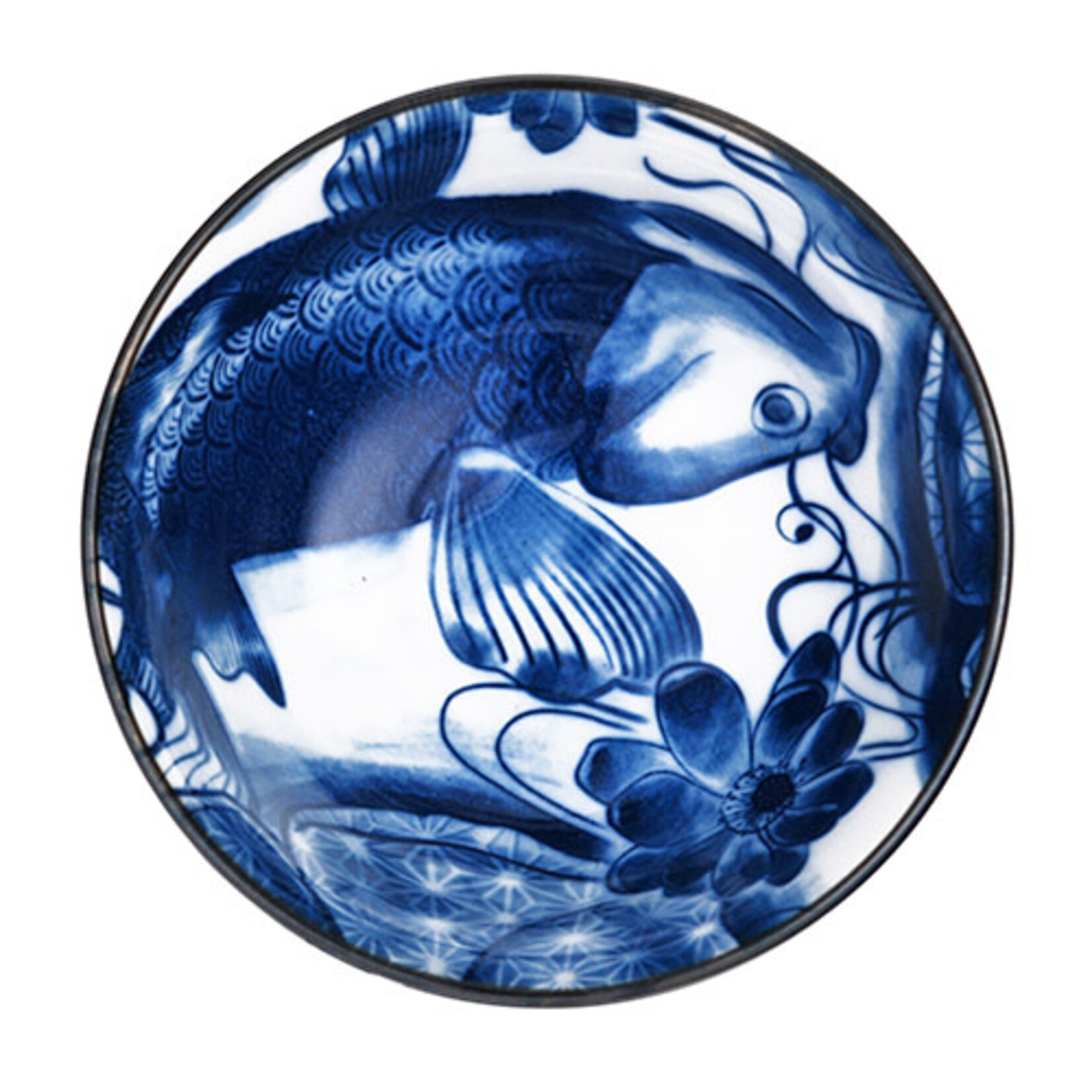4pc Soup Bowl Set - Blue / Black Dragons & Koi RT115-JDK