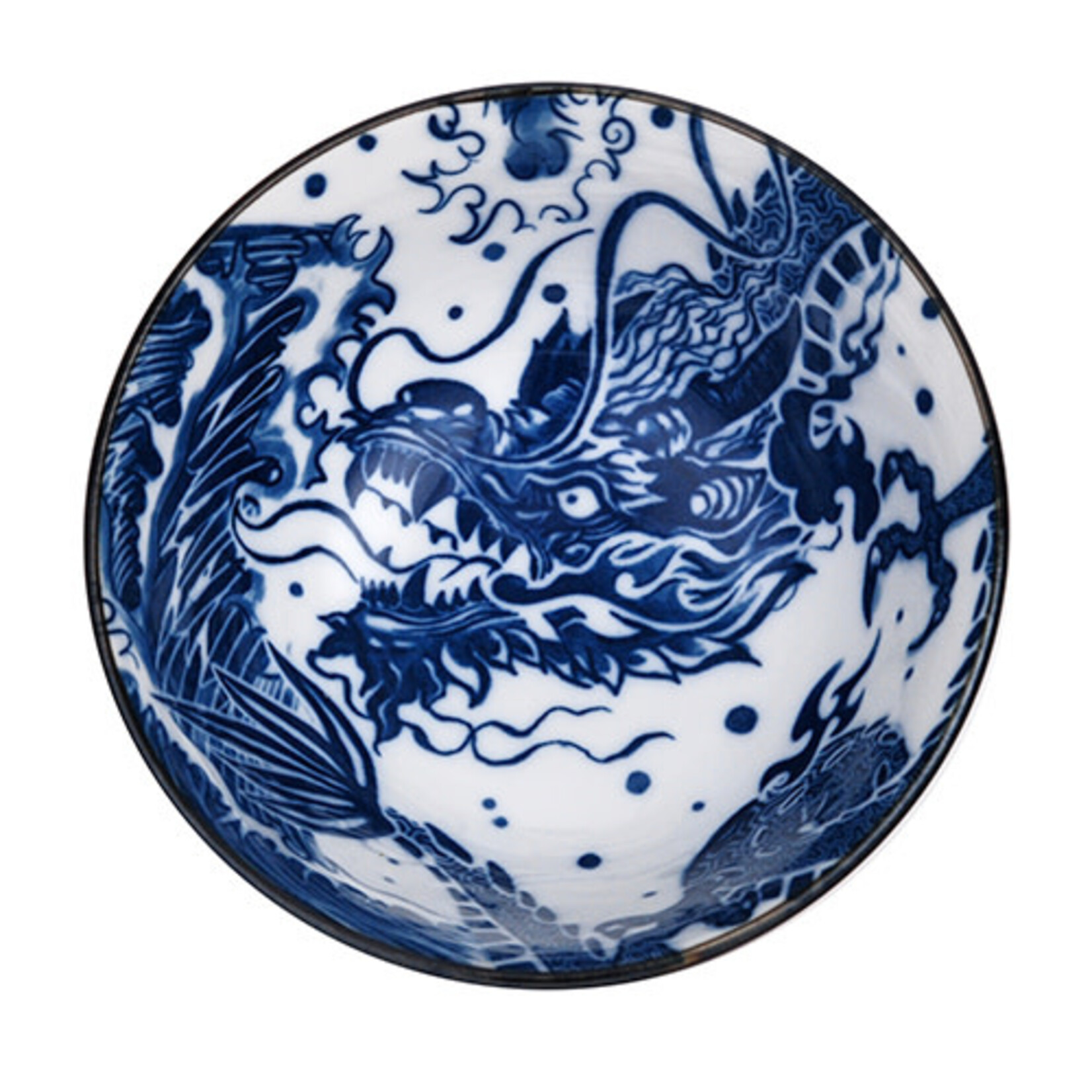 4pc Soup Bowl Set - Blue / Black Dragons & Koi RT115-JDK