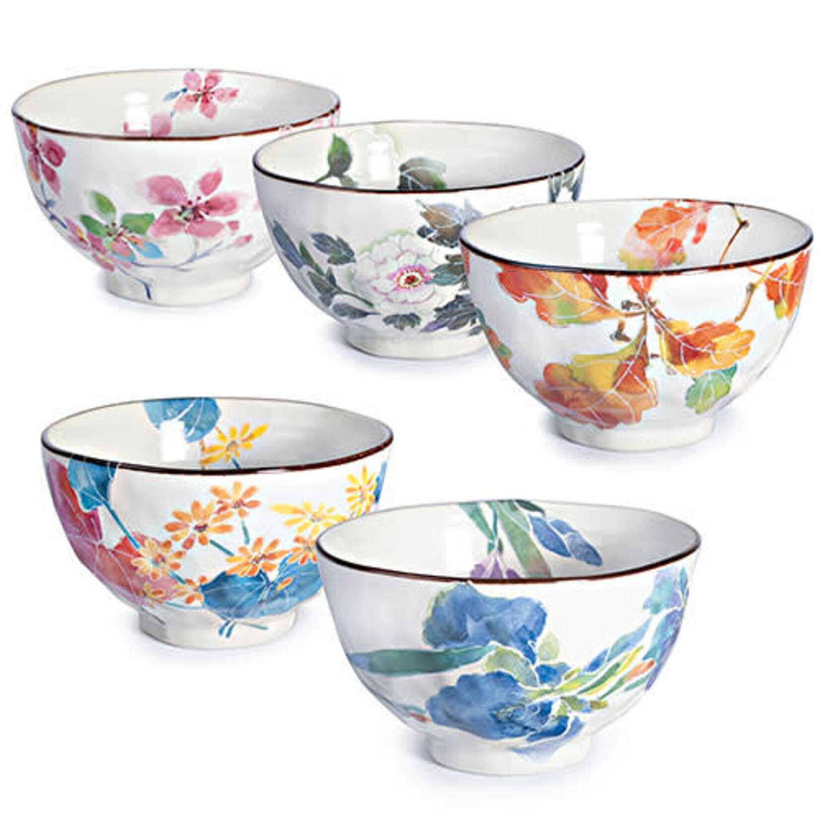 5pc Bowl Set in Wooden Box - Floral Patterns CA54-HG