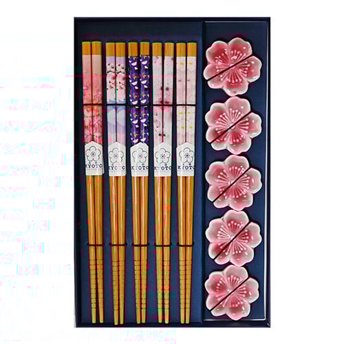 Chopsticks Set w/Rest - Sakura Patterns - CH801 - Matcha