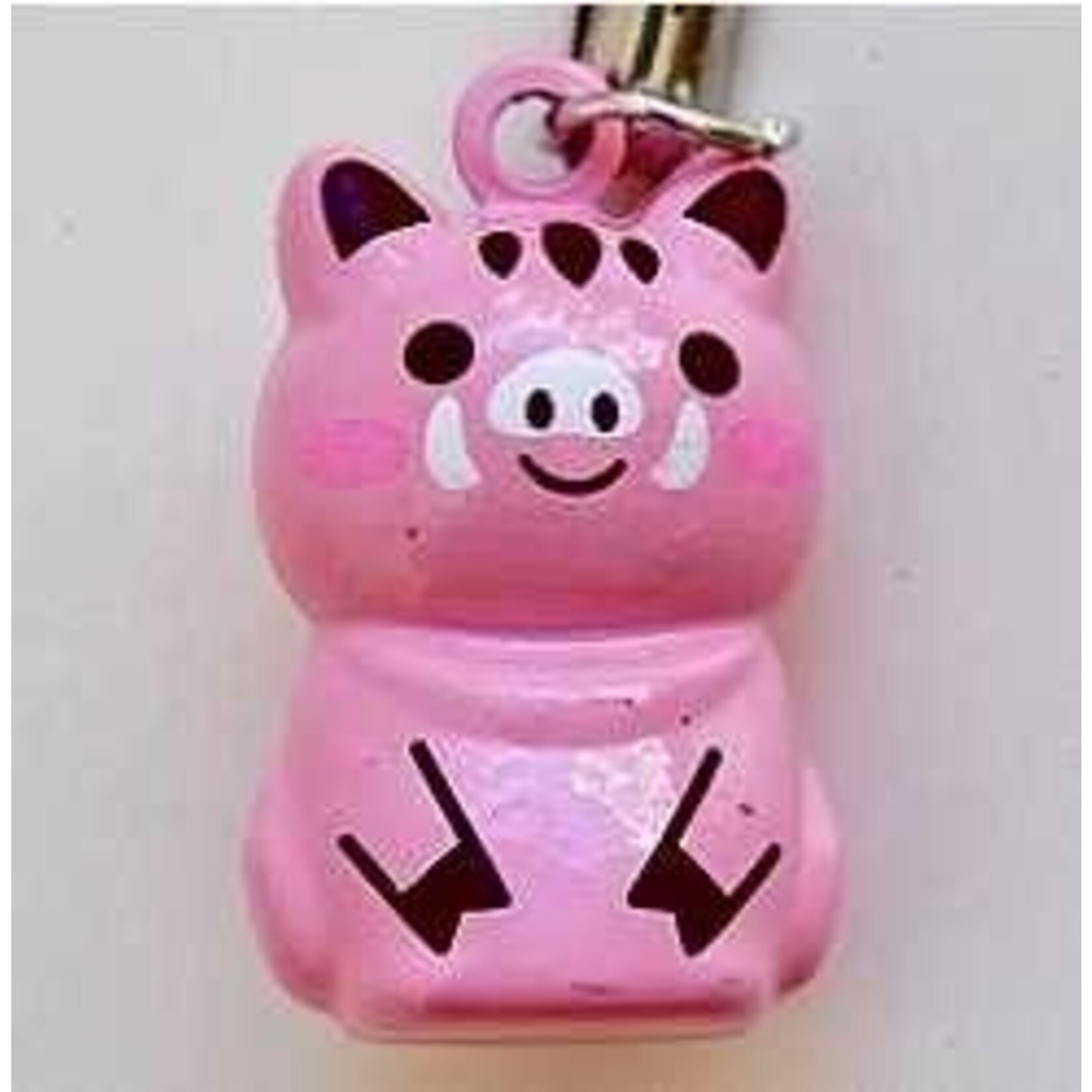 Brass Bell Charm w/strap - Pink Pig - 70683