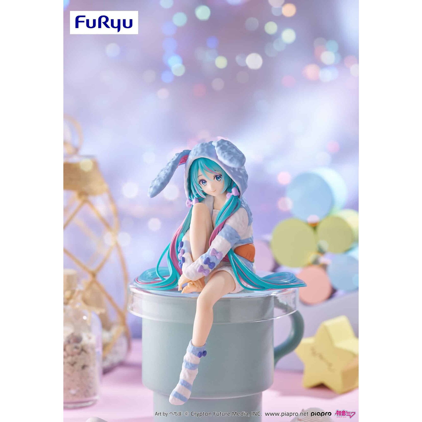 FuRyu Hatsune Miku Noodle Stopper Figure ​(Rabbit Ear Hood Pajama Blue Color ver.) AMU-SHP2741-CI