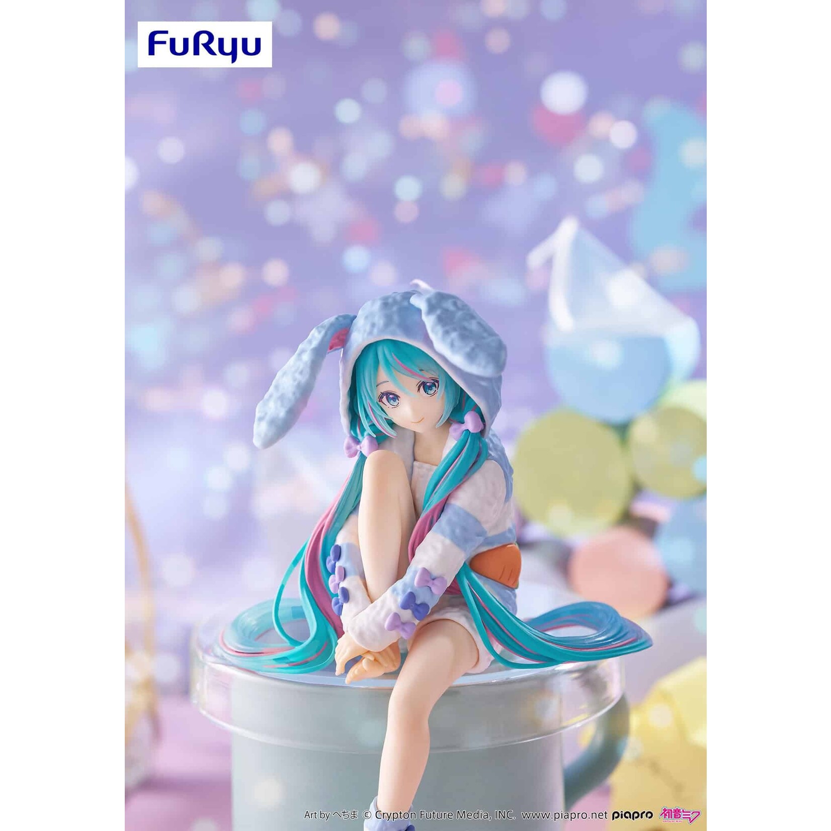 FuRyu Hatsune Miku Noodle Stopper Figure ​(Rabbit Ear Hood Pajama Blue Color ver.) AMU-SHP2741-CI