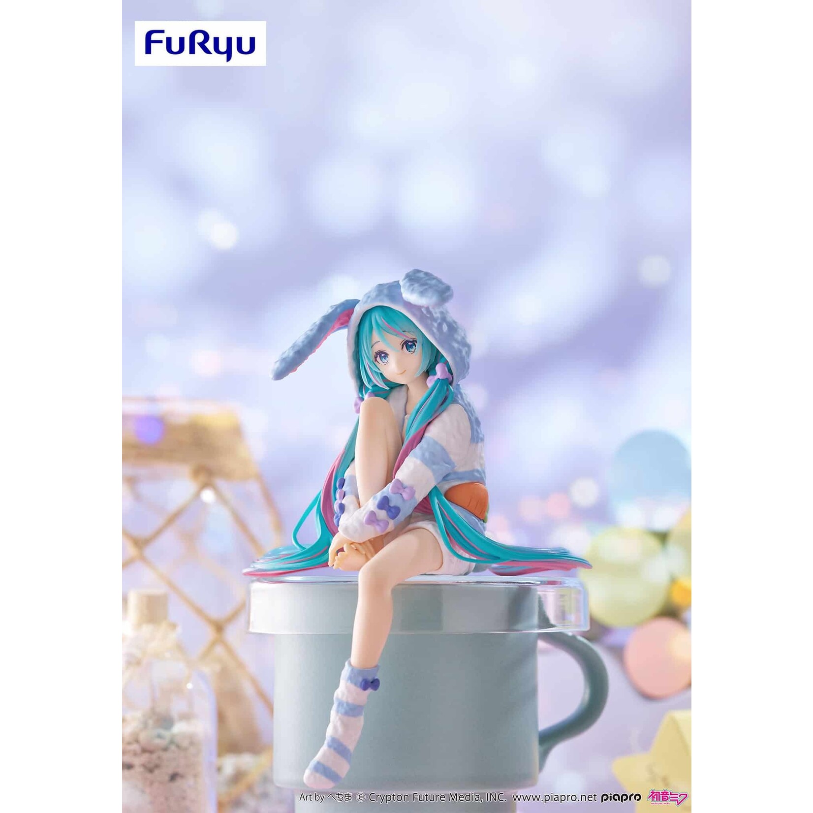 FuRyu Hatsune Miku Noodle Stopper Figure ​(Rabbit Ear Hood Pajama Blue Color ver.) AMU-SHP2741-CI