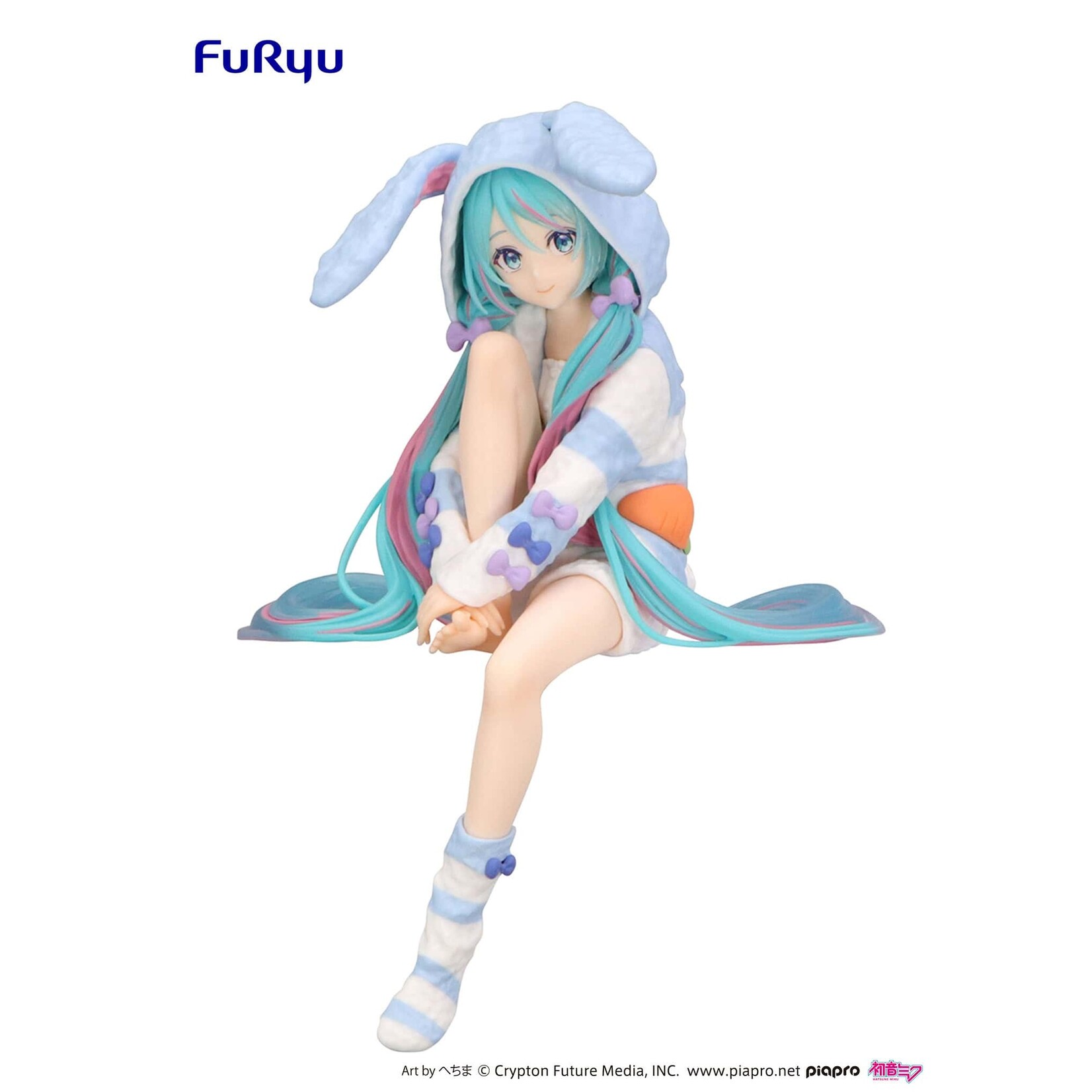 FuRyu Hatsune Miku Noodle Stopper Figure ​(Rabbit Ear Hood Pajama Blue Color ver.) AMU-SHP2741-CI