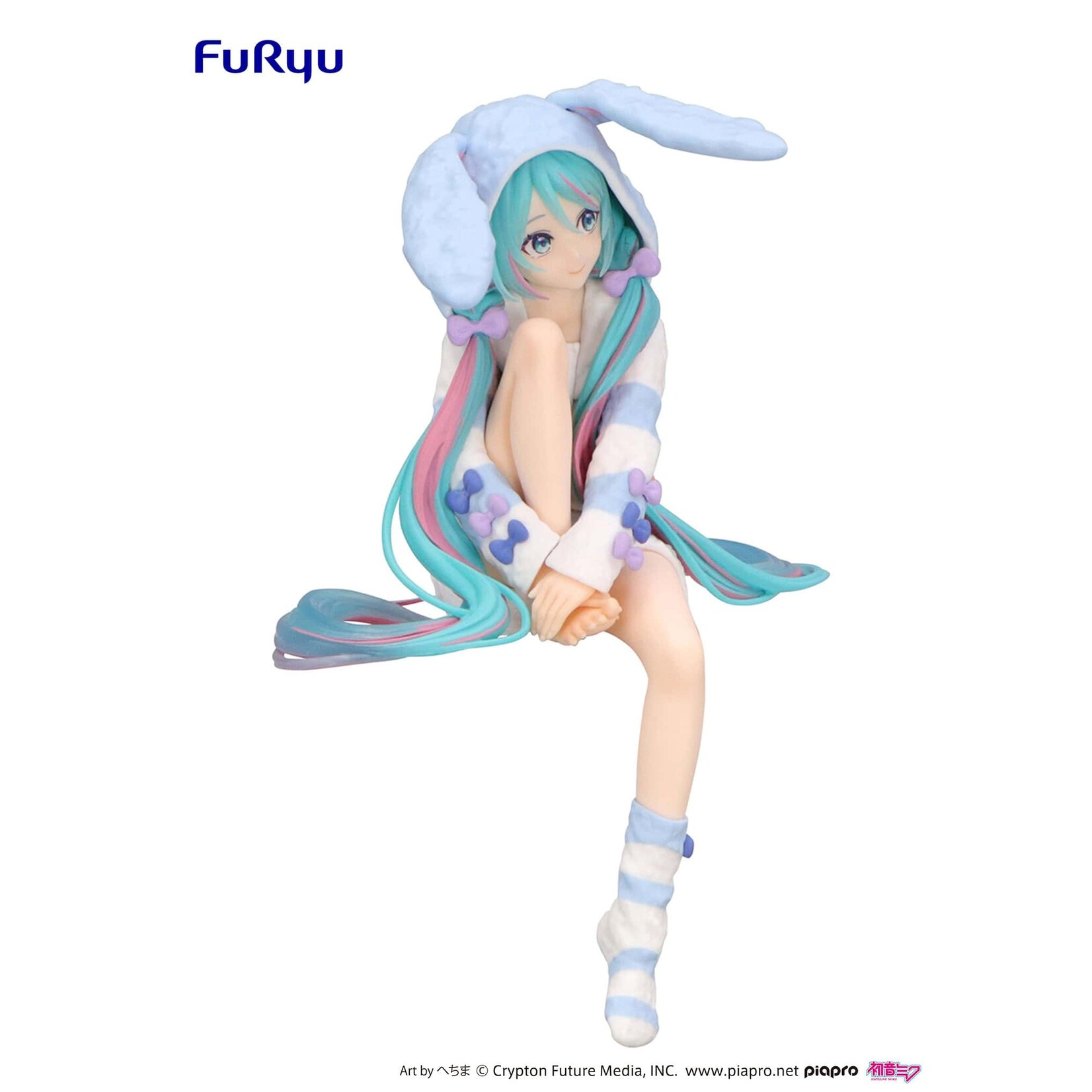 FuRyu Hatsune Miku Noodle Stopper Figure ​(Rabbit Ear Hood Pajama Blue Color ver.) AMU-SHP2741-CI