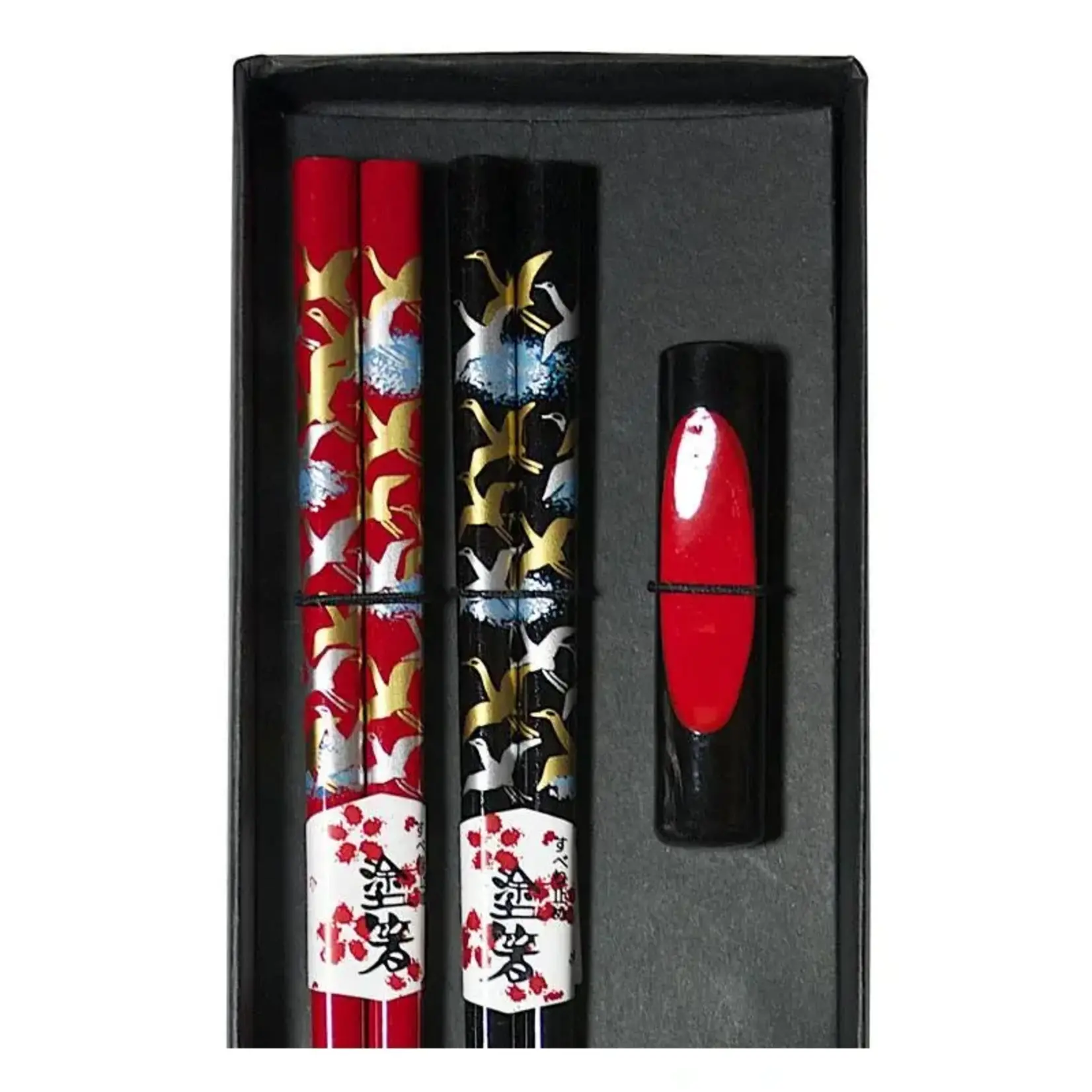 Chopsticks Set w/ Rests - Cranes - B907B