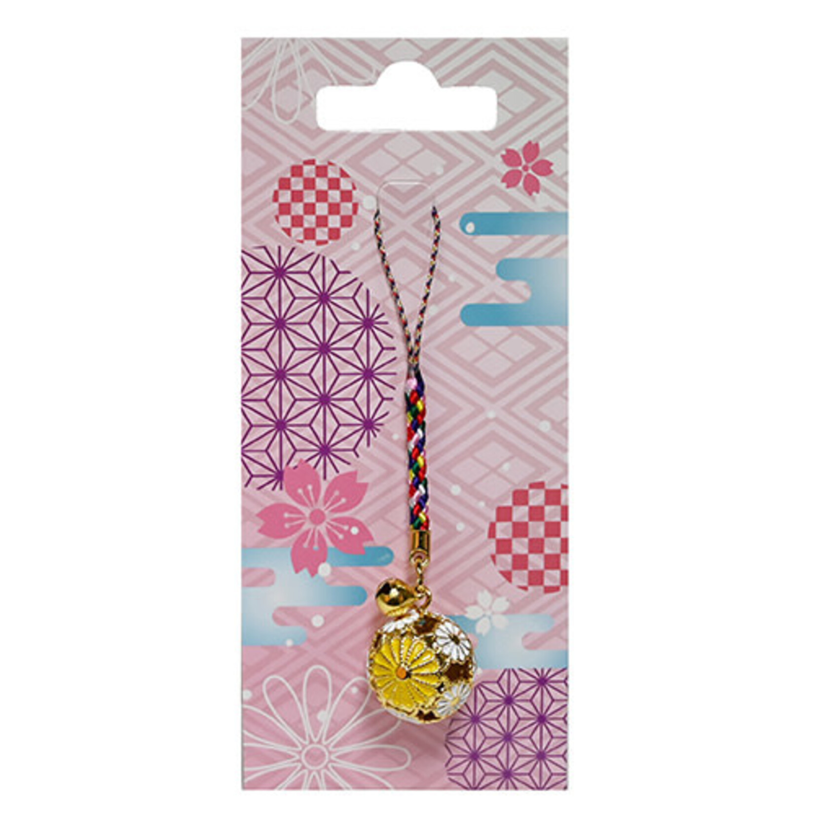 Brass Bell Charm 4" Yellow Flower - BC54