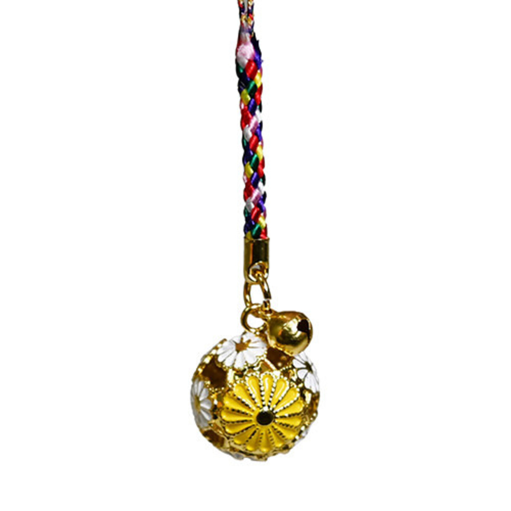Brass Bell Charm 4" Yellow Flower - BC54