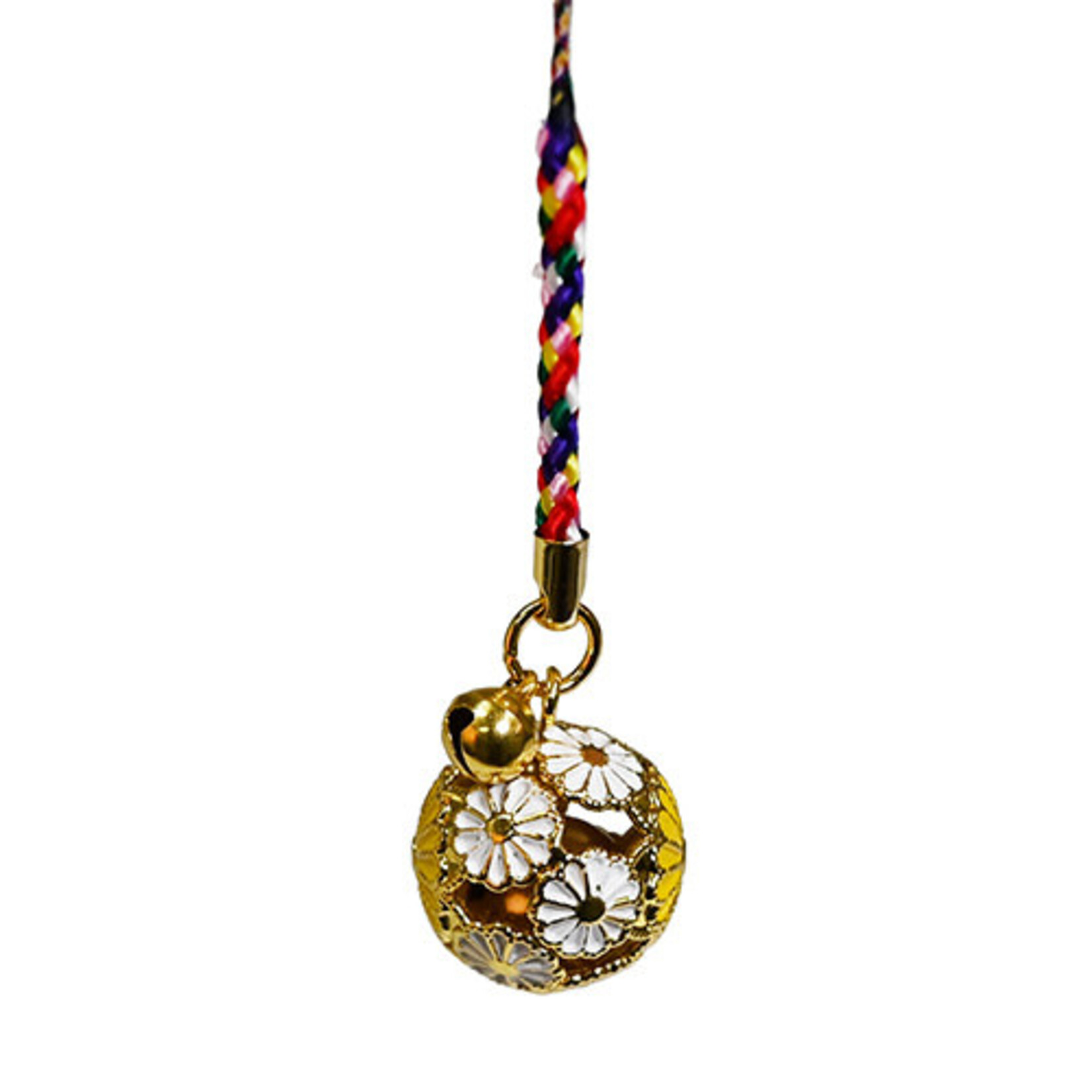 Brass Bell Charm 4" Yellow Flower - BC54