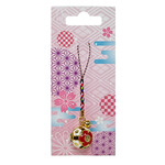 Brass Bell Charm 4" Red Flower - BC53