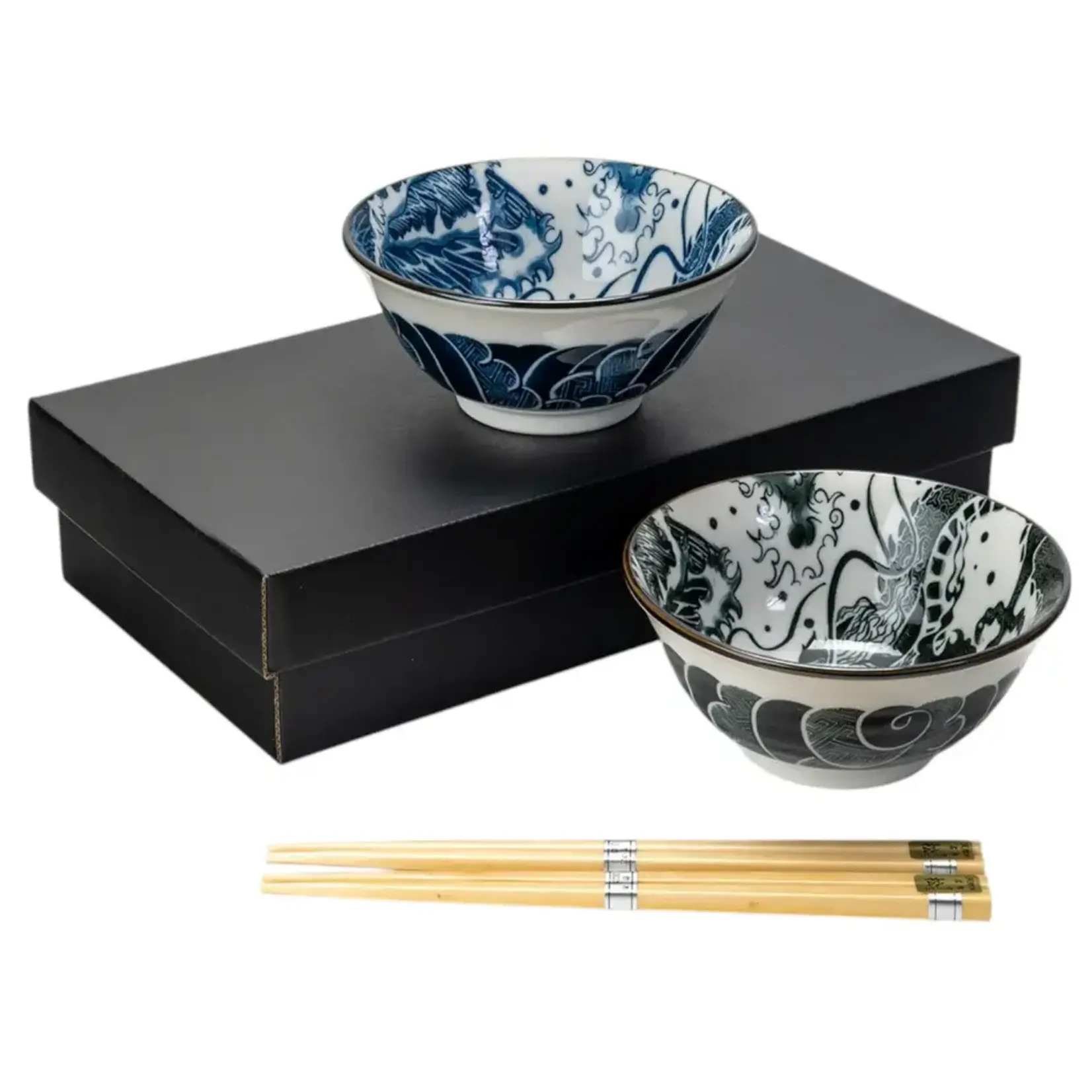 2:2pc Rice Bowl / Chopsticks Set - Dragons BGS2-DGN