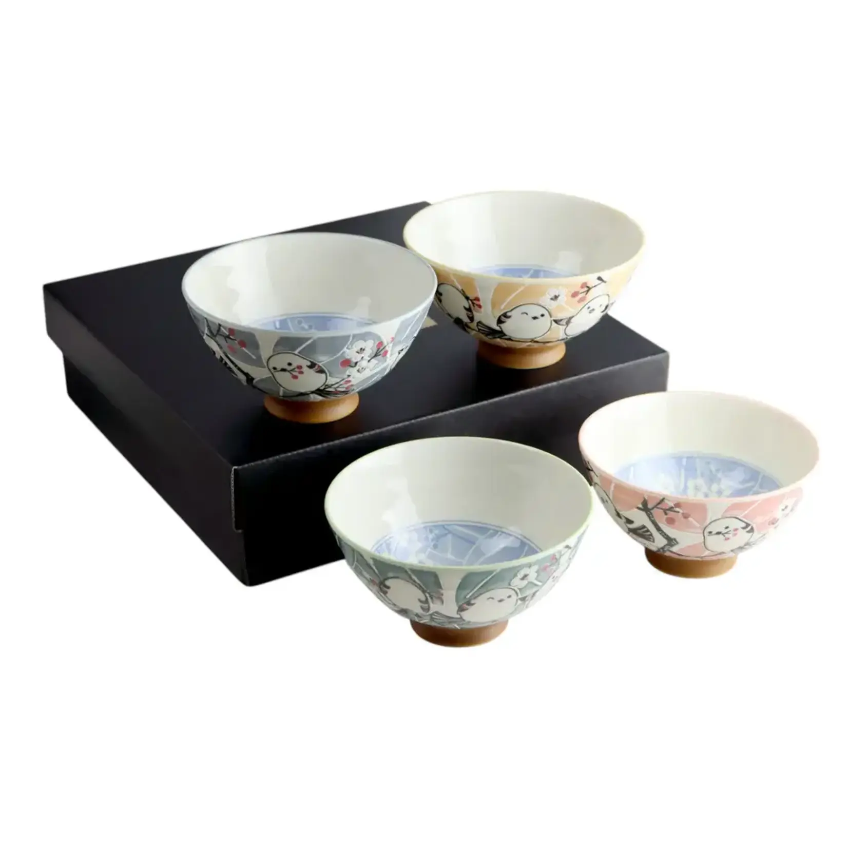 4pc Rice Bowl Set - Assorted Japanese Birds BGS4-BRD