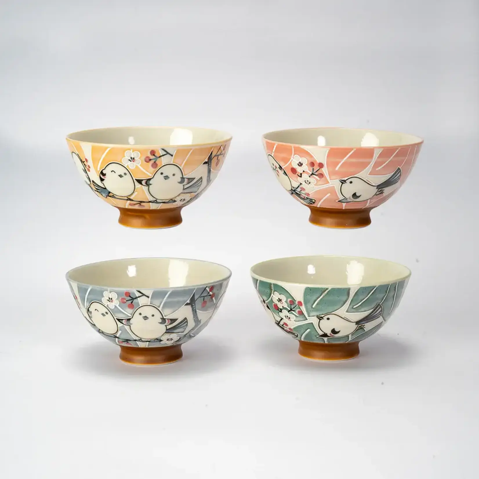 4pc Rice Bowl Set - Assorted Japanese Birds BGS4-BRD