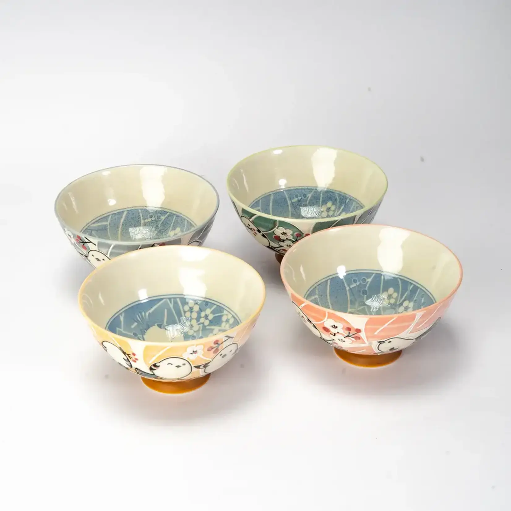 4pc Rice Bowl Set - Assorted Japanese Birds BGS4-BRD