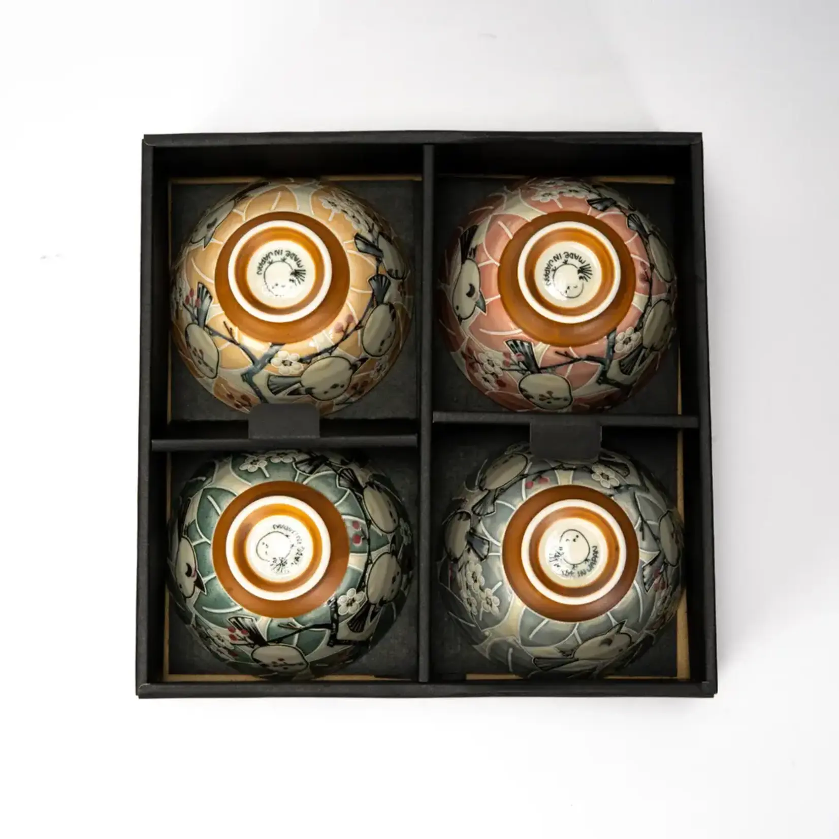 4pc Rice Bowl Set - Assorted Japanese Birds BGS4-BRD