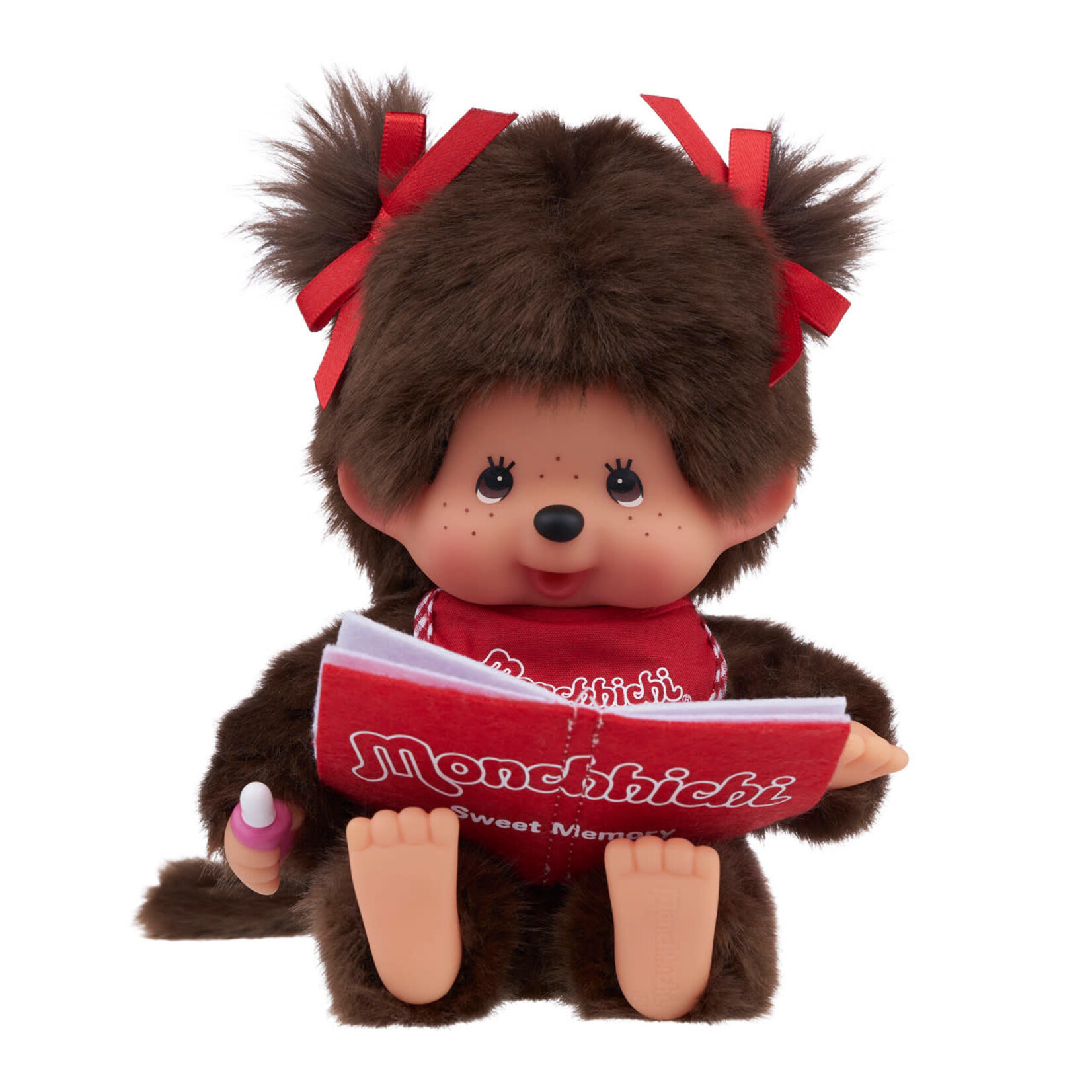 Sekiguchi Monchhichi Sitting & Reading Girl 7" Plush Toy