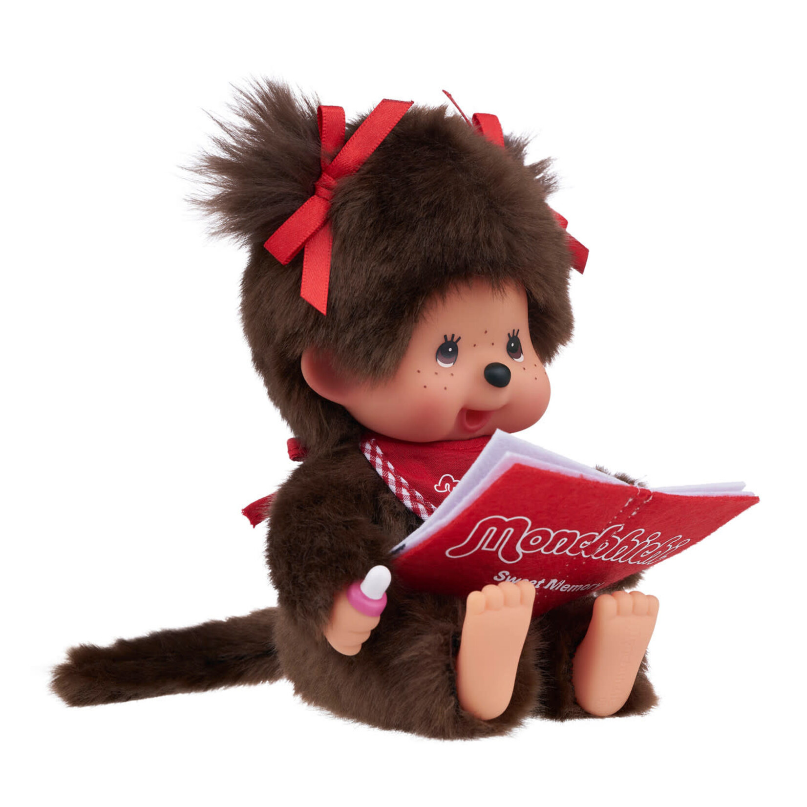 Sekiguchi Monchhichi Sitting & Reading Girl 7" Plush Toy