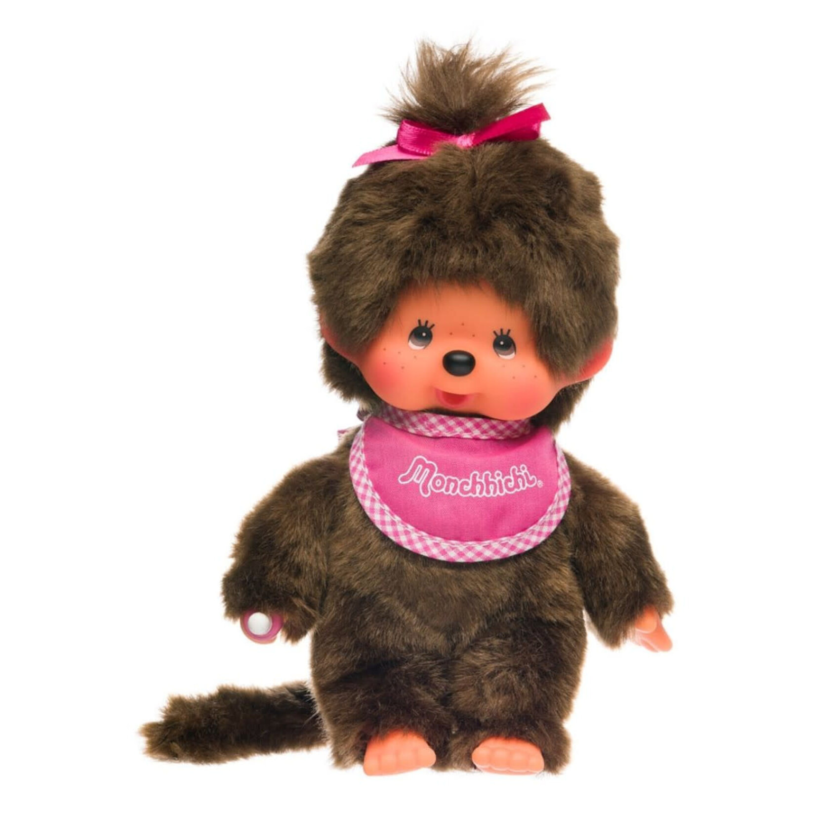 Monchhichi Standard Girl w/ Pink Bib 8" Plush Toy