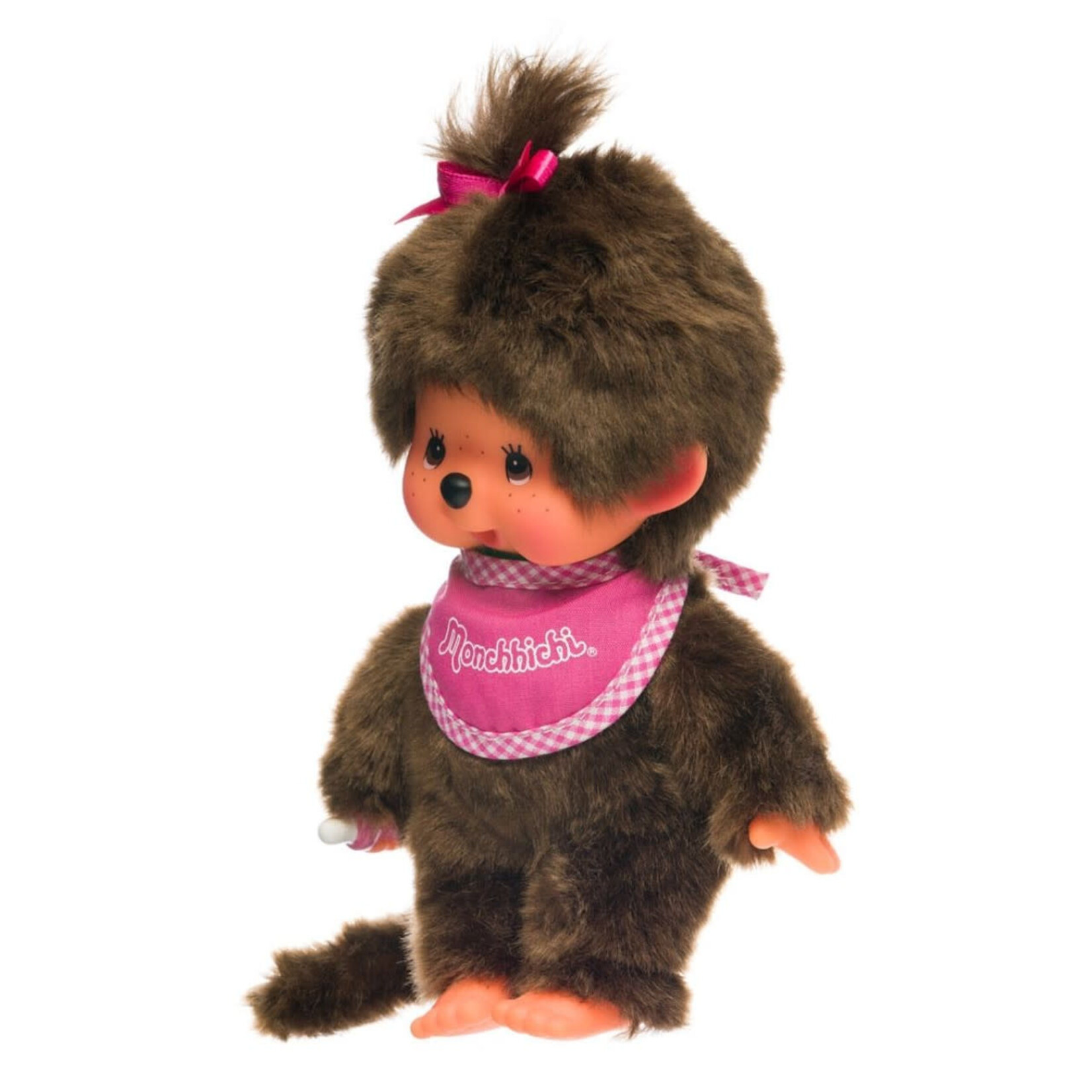 Monchhichi Standard Girl w/ Pink Bib 8" Plush Toy