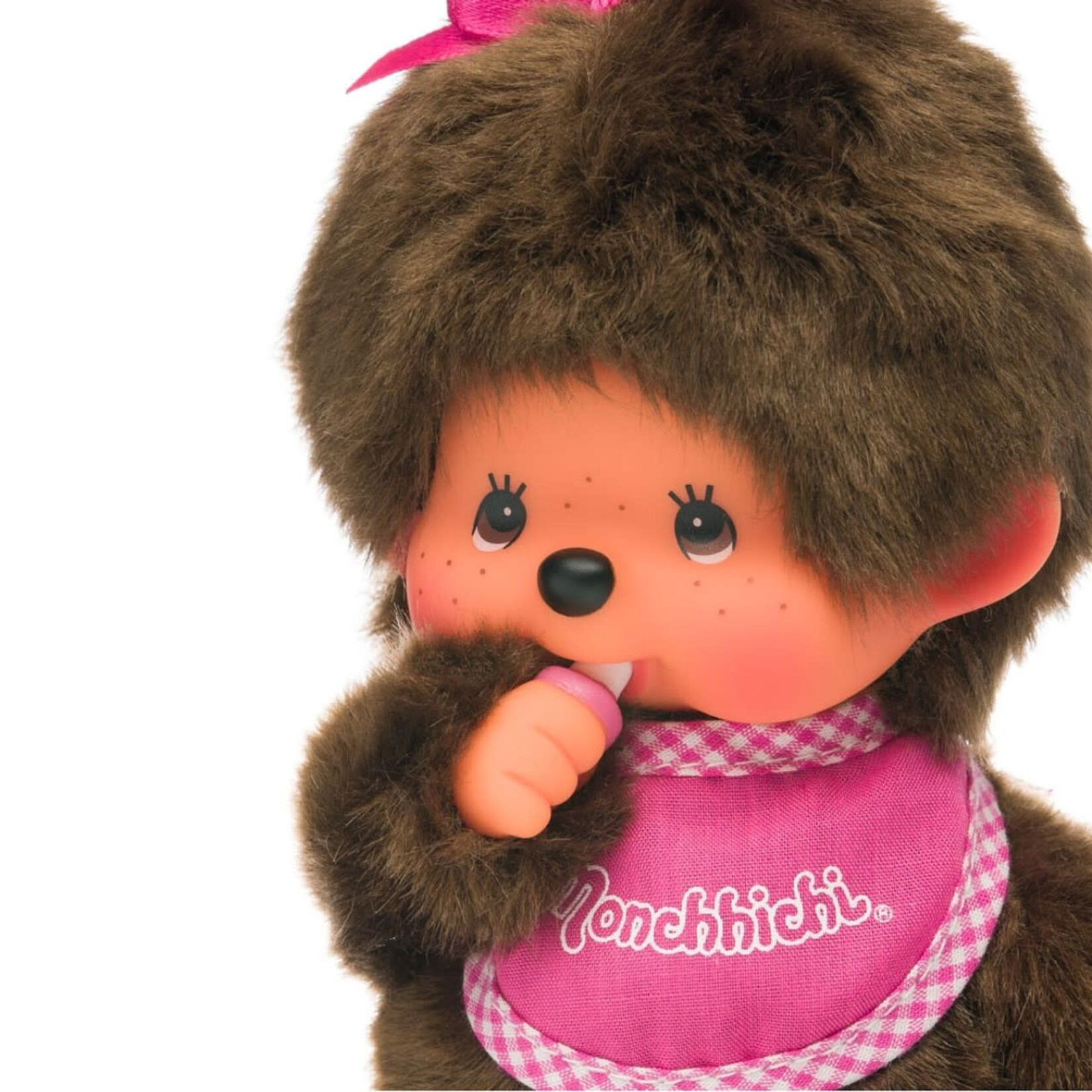 Monchhichi Standard Girl w/ Pink Bib 8" Plush Toy