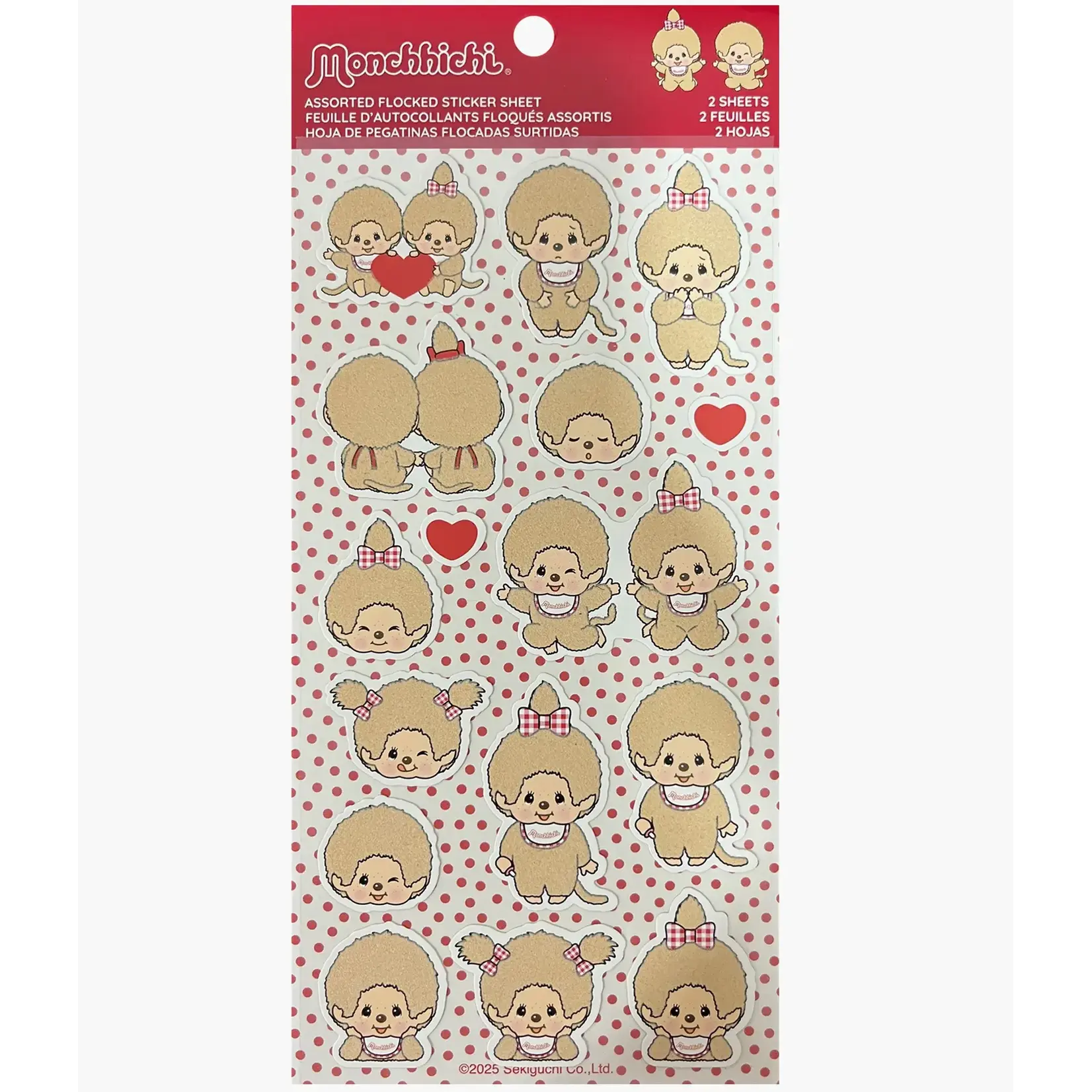 Sekiguchi Stickers - Monchhichi - Furry Flocked Sticker Sheets