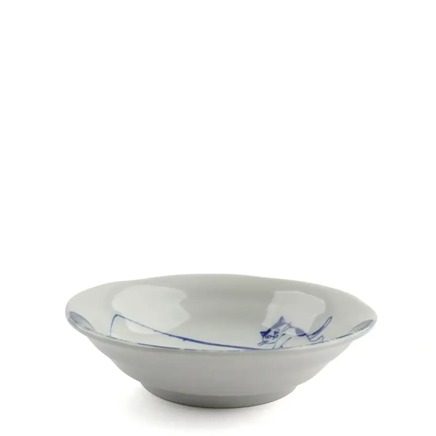 Bowl - Blue & White Cat Fishing 5.25" 150-306