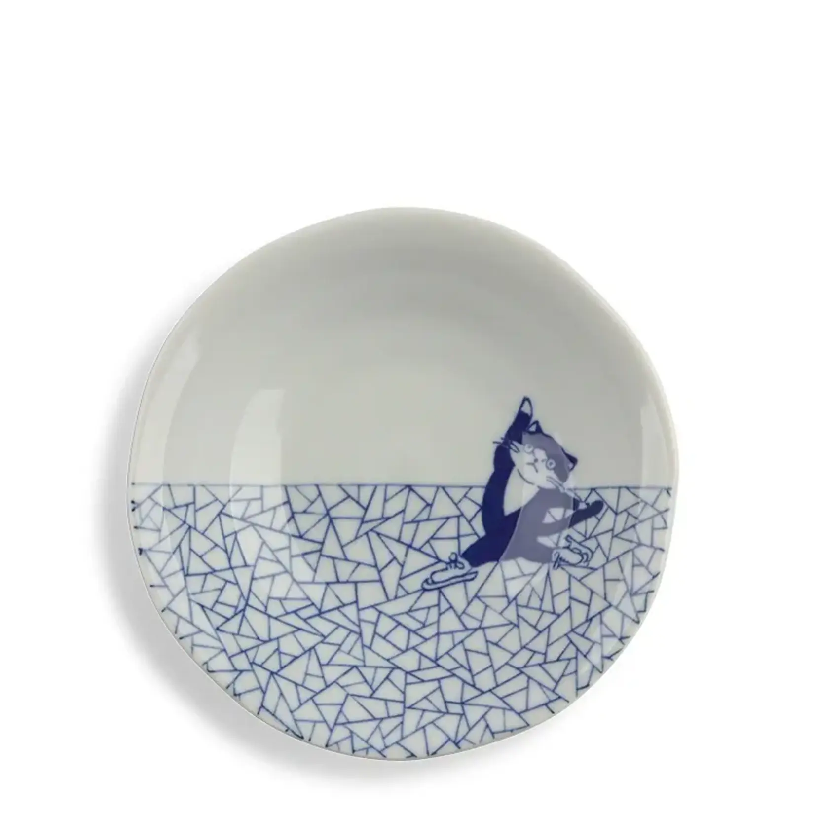 Bowl - Blue & White Cat Ice Skating 5.25" 150-312