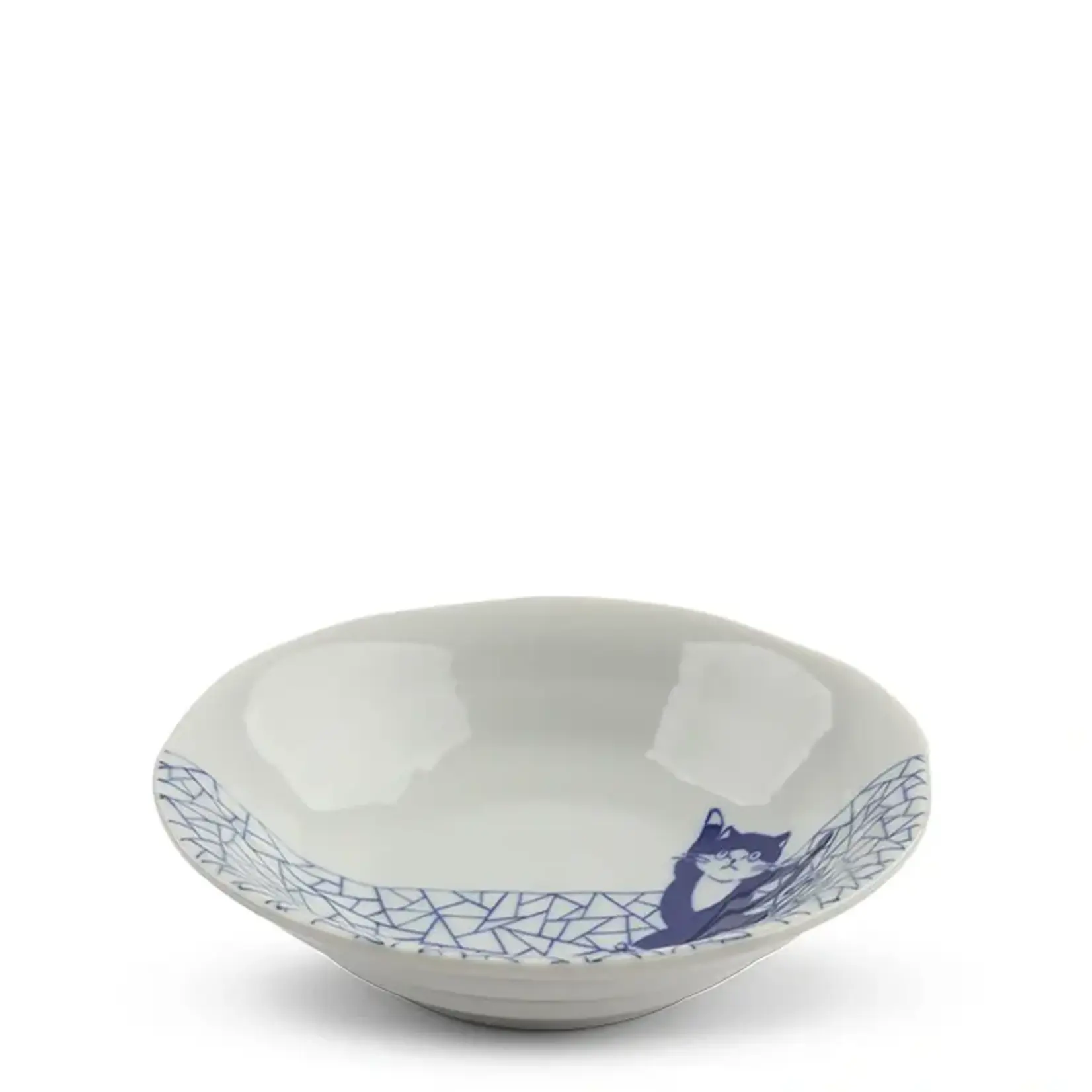Bowl - Blue & White Cat Ice Skating 5.25" 150-312