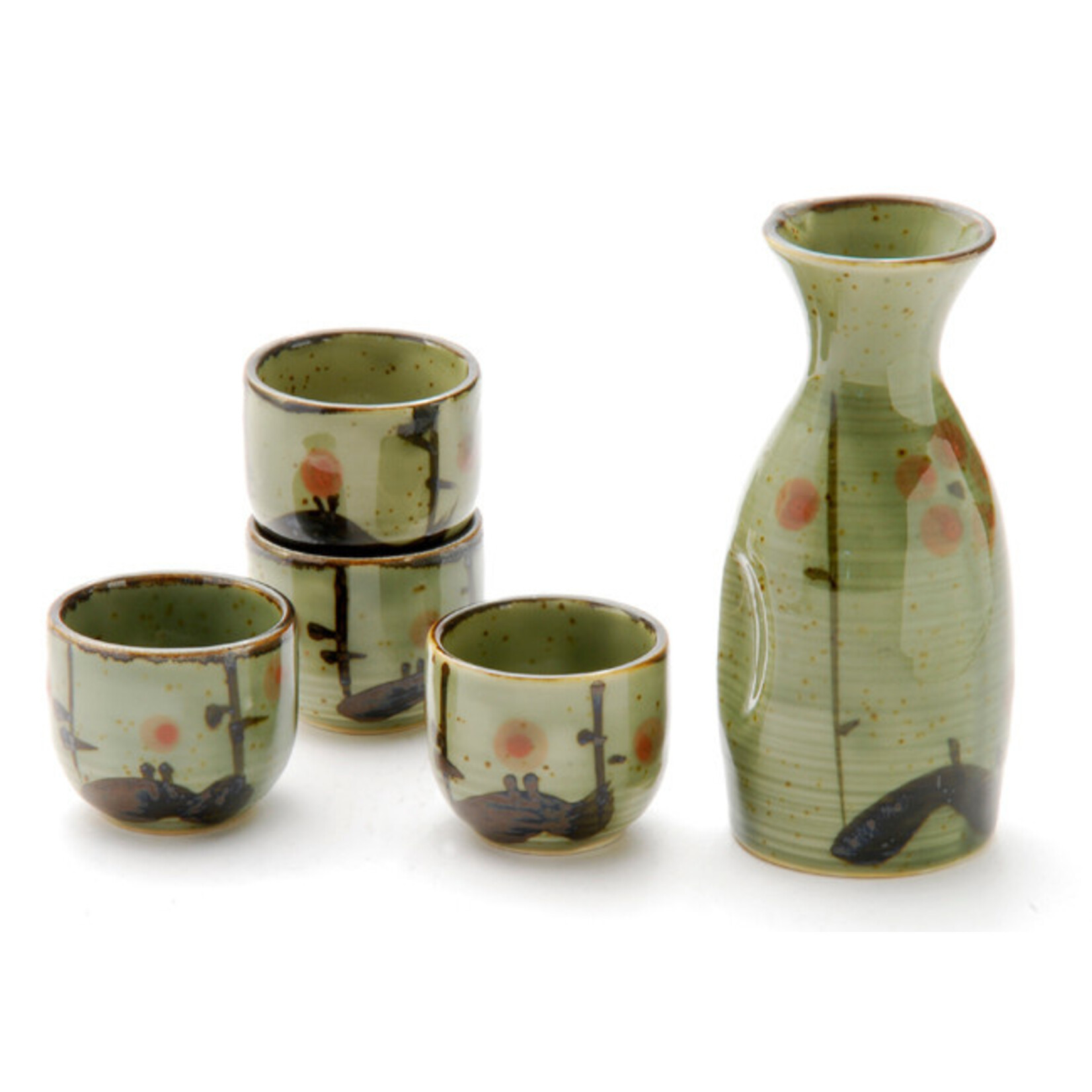 Sake Set 1:4 Green/Ume - SE70-MU