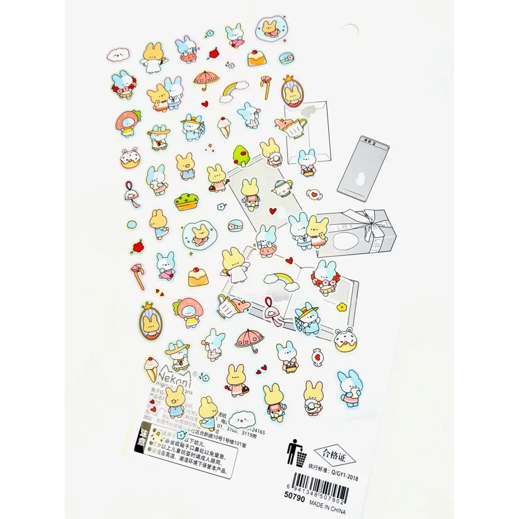 Nekoni Bunny Rabbit Flat Stickers - 50790