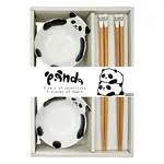Chopsticks w/Sauce Dish 4 pcs Set - Panda - CHSG3-PND
