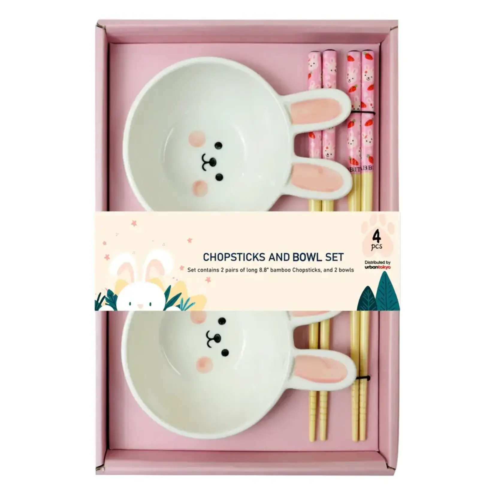 Chopsticks w/Sauce Dish 4 pcs Set - Rabbit - CHSG3-RBT